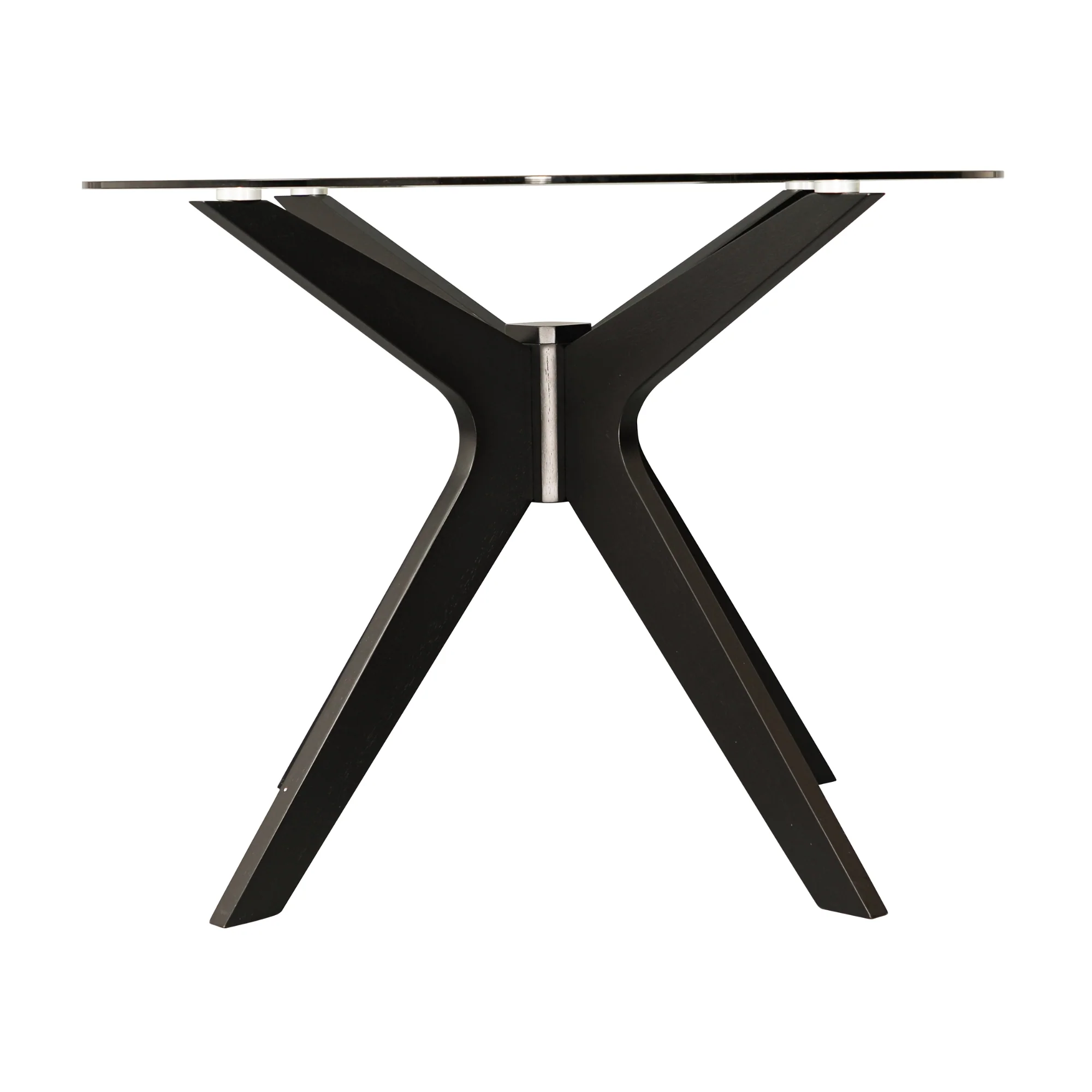 Forza 100cm Round Glass Dining Table Black - Image 5