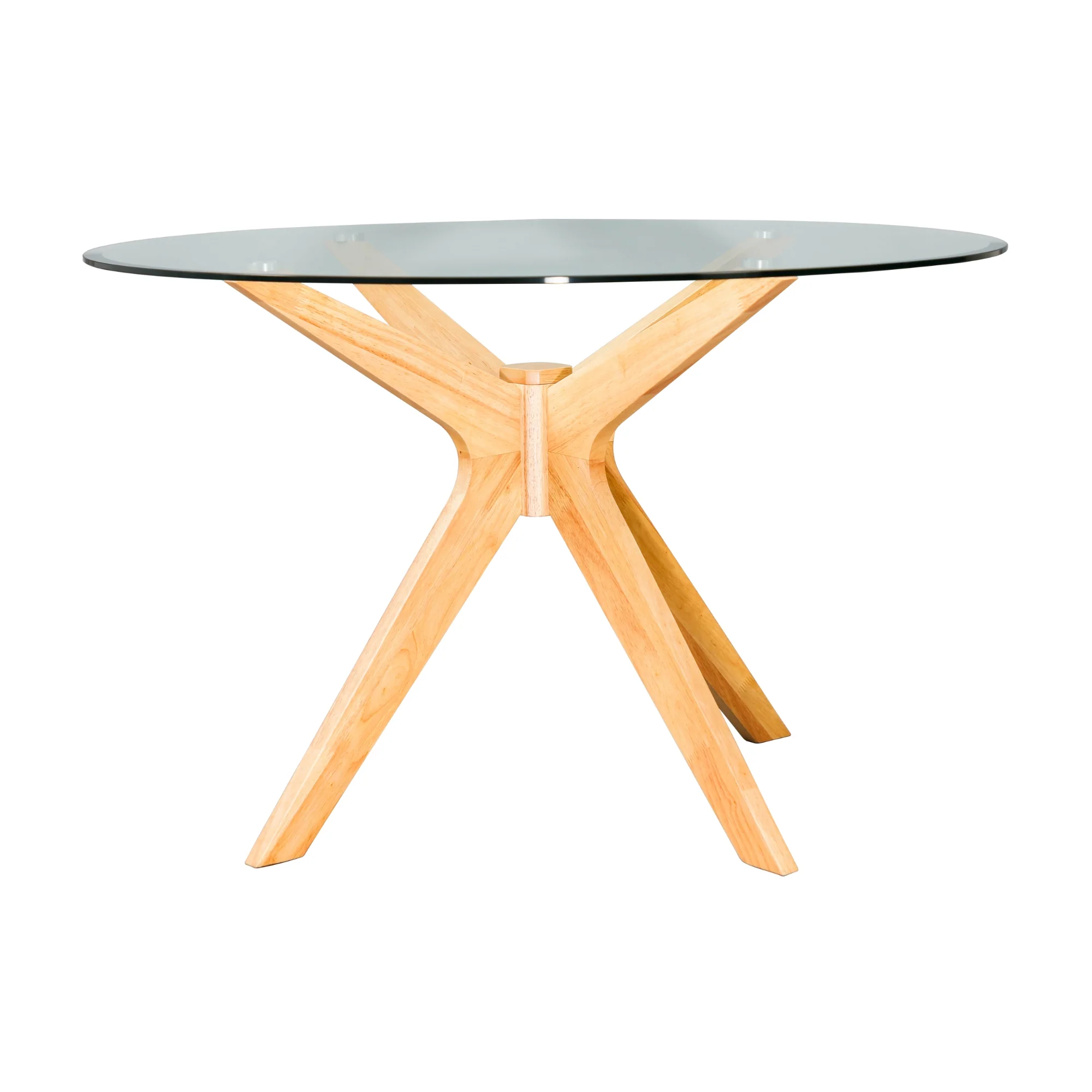 Forza 100cm Round Glass Dining Table Oak - Image 4