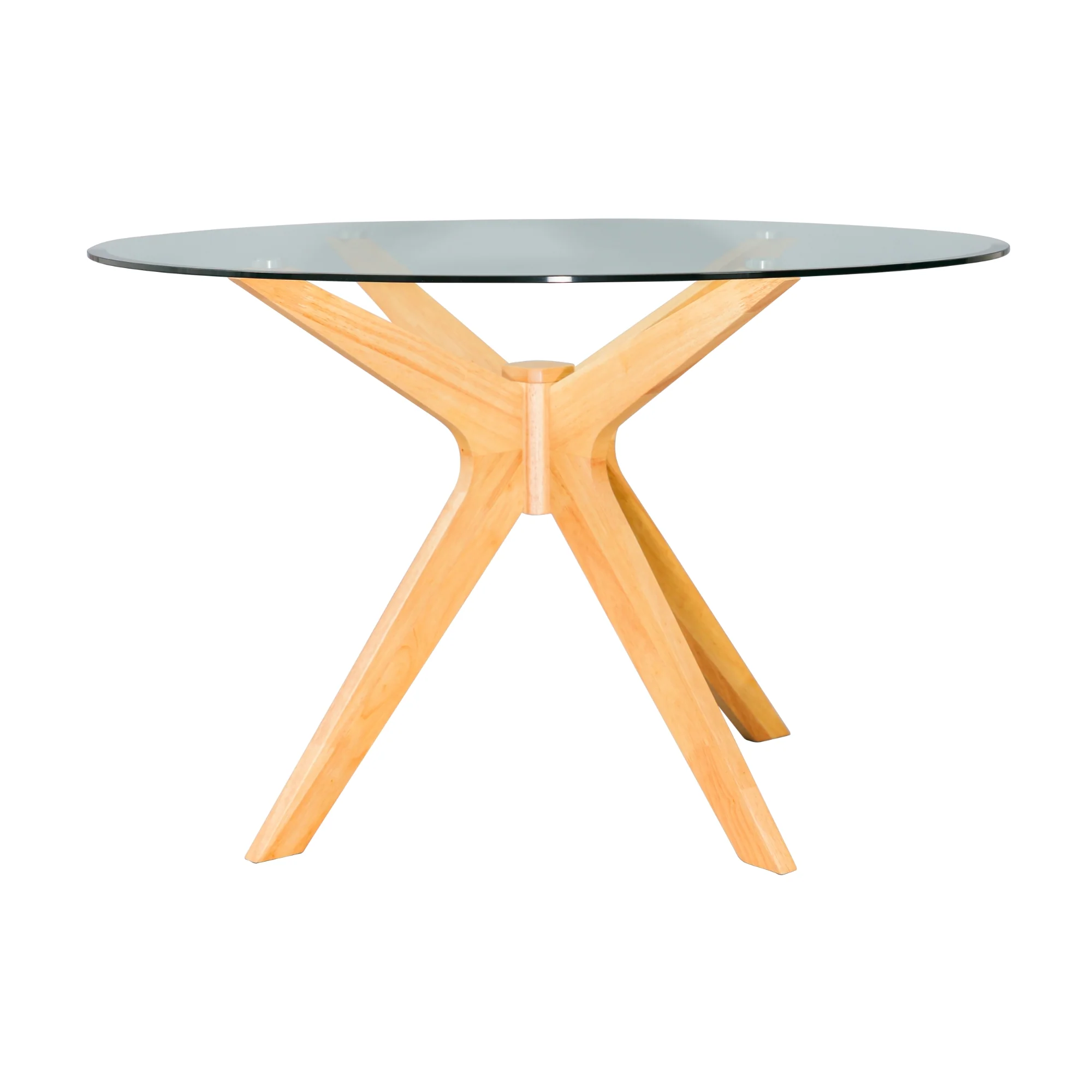 Forza 100cm Round Glass Dining Table Oak - Image 5