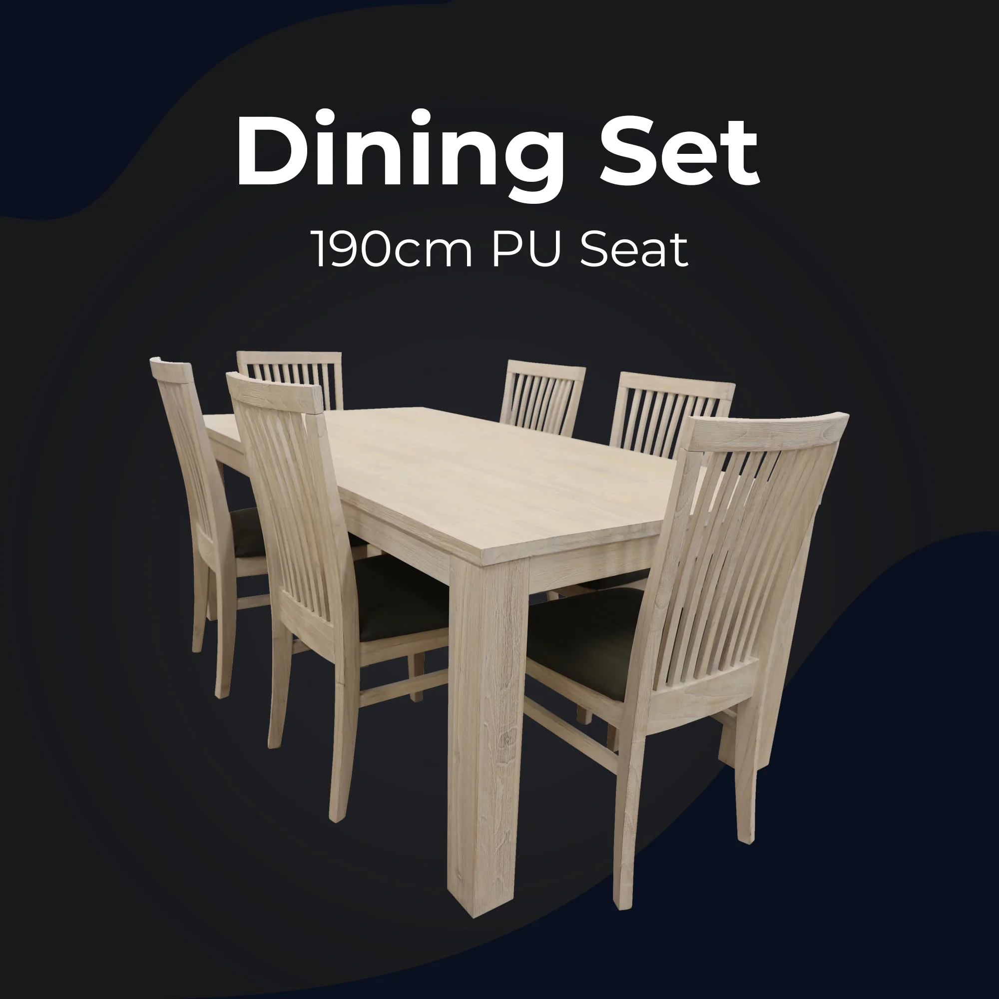 Foxglove 7pc 190cm Dining Table Chair Set - Image 2