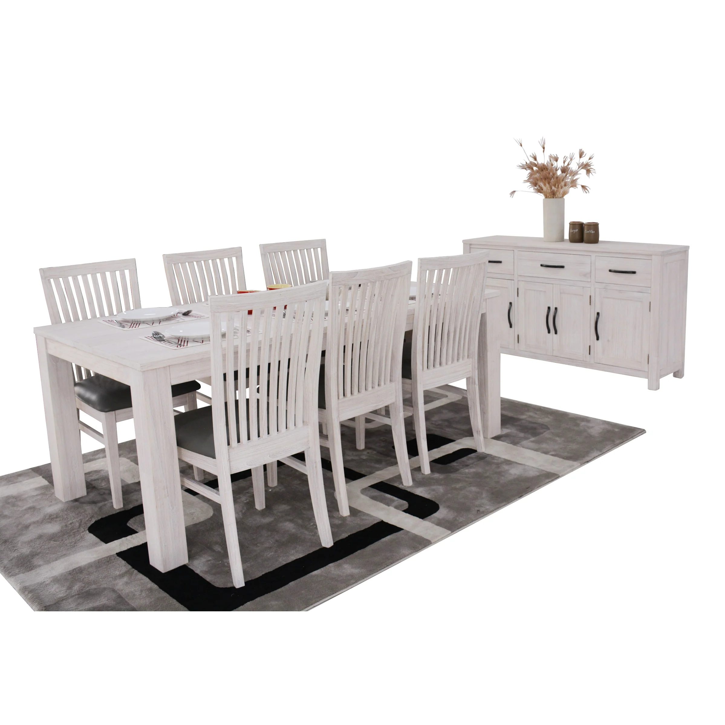 Foxglove 7pc 190cm Dining Table Chair Set - Image 7