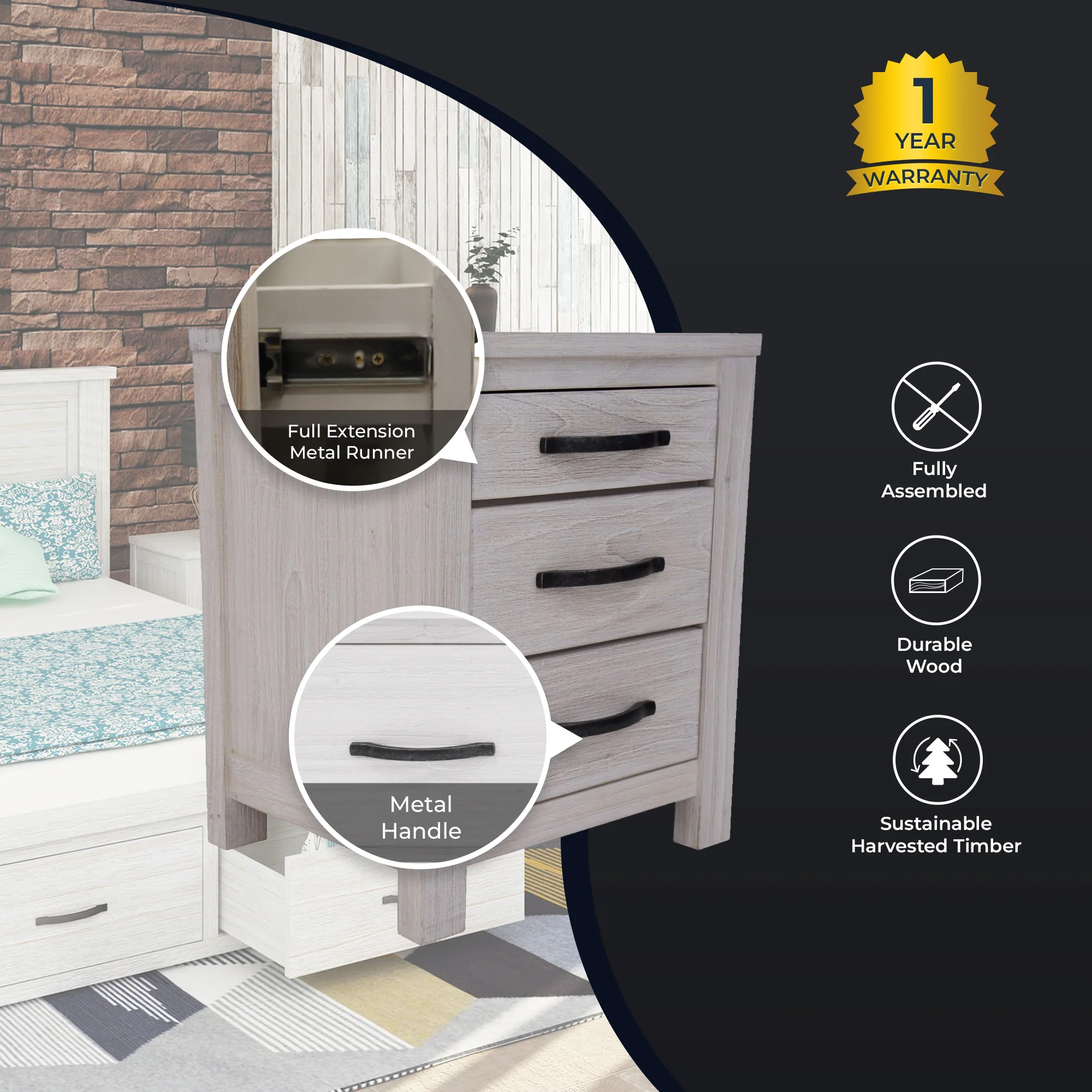 Foxglove Bedside Table - Image 5