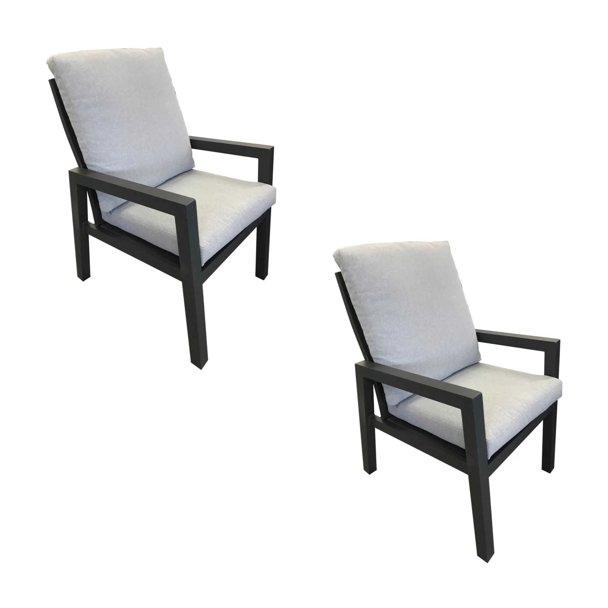 Furano 2pc Set Aluminium Outdoor Dining Chair Gunmetal Grey - Image 2