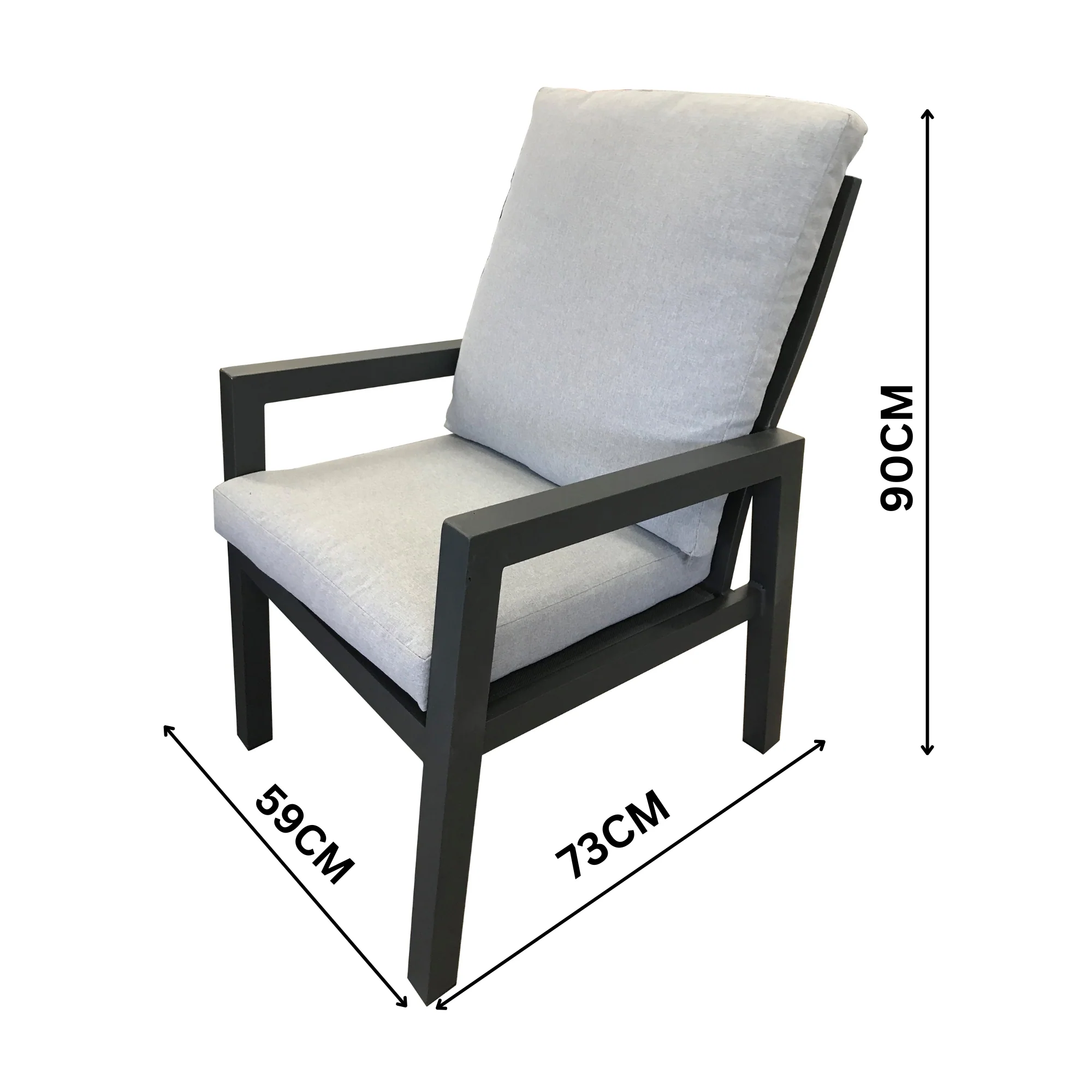 Furano 2pc Set Aluminium Outdoor Dining Chair Gunmetal Grey - Image 3