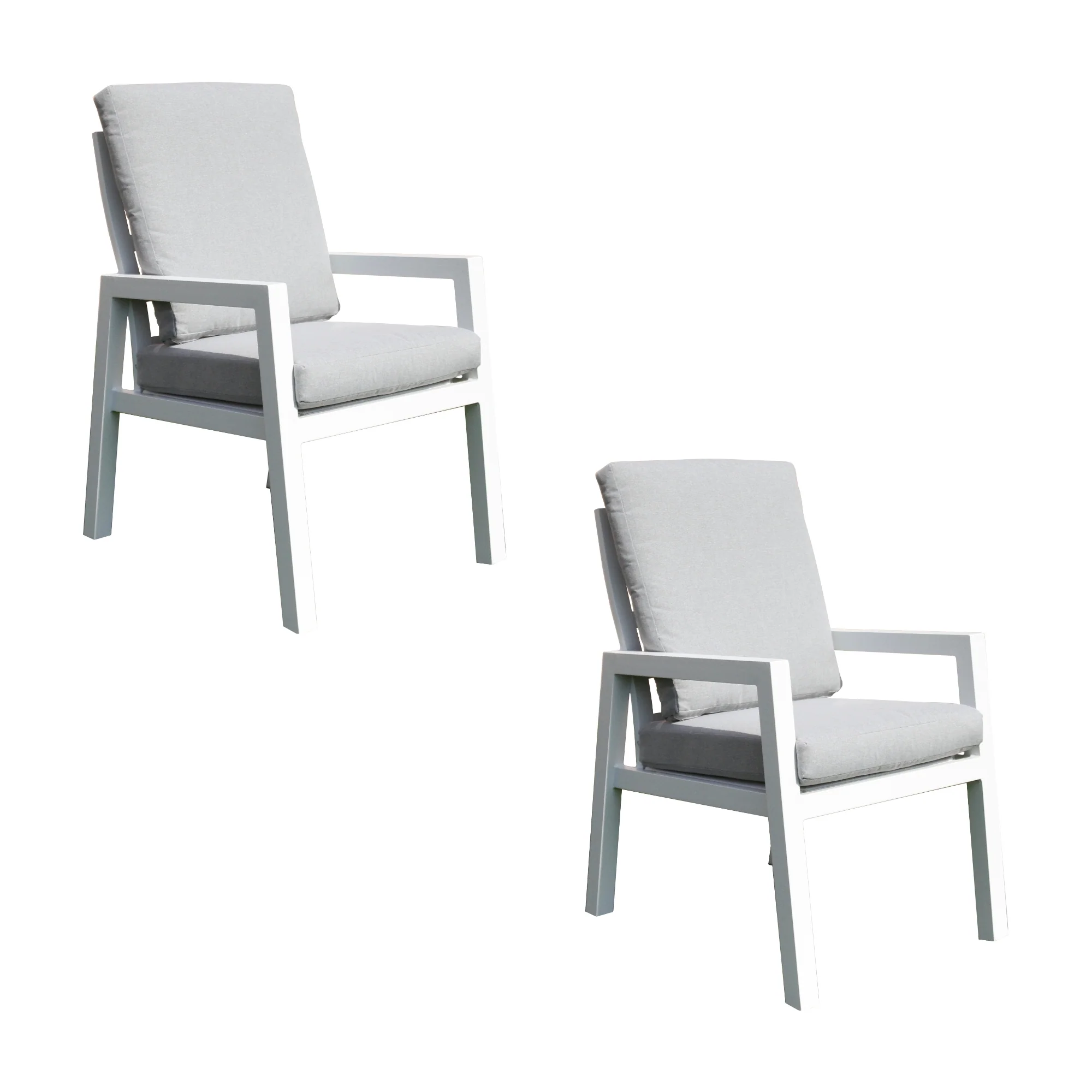 Furano 2pc Set Aluminium Outdoor Dining Chair White - Image 2