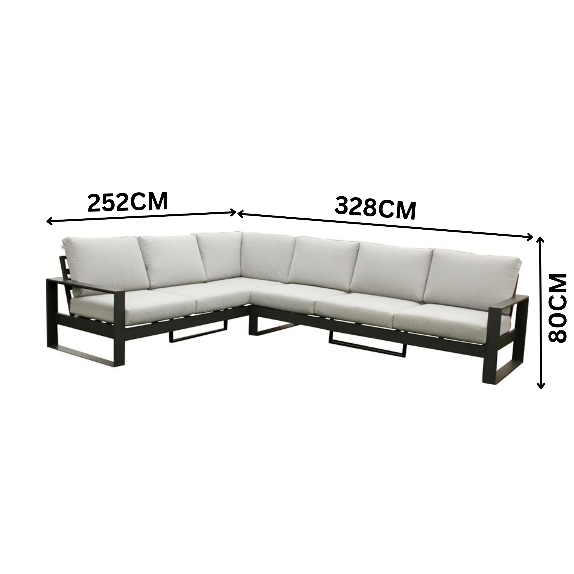 Furano 5 Seater Aluminium Outdoor Corner Lounge Gunmetal Grey - Image 3