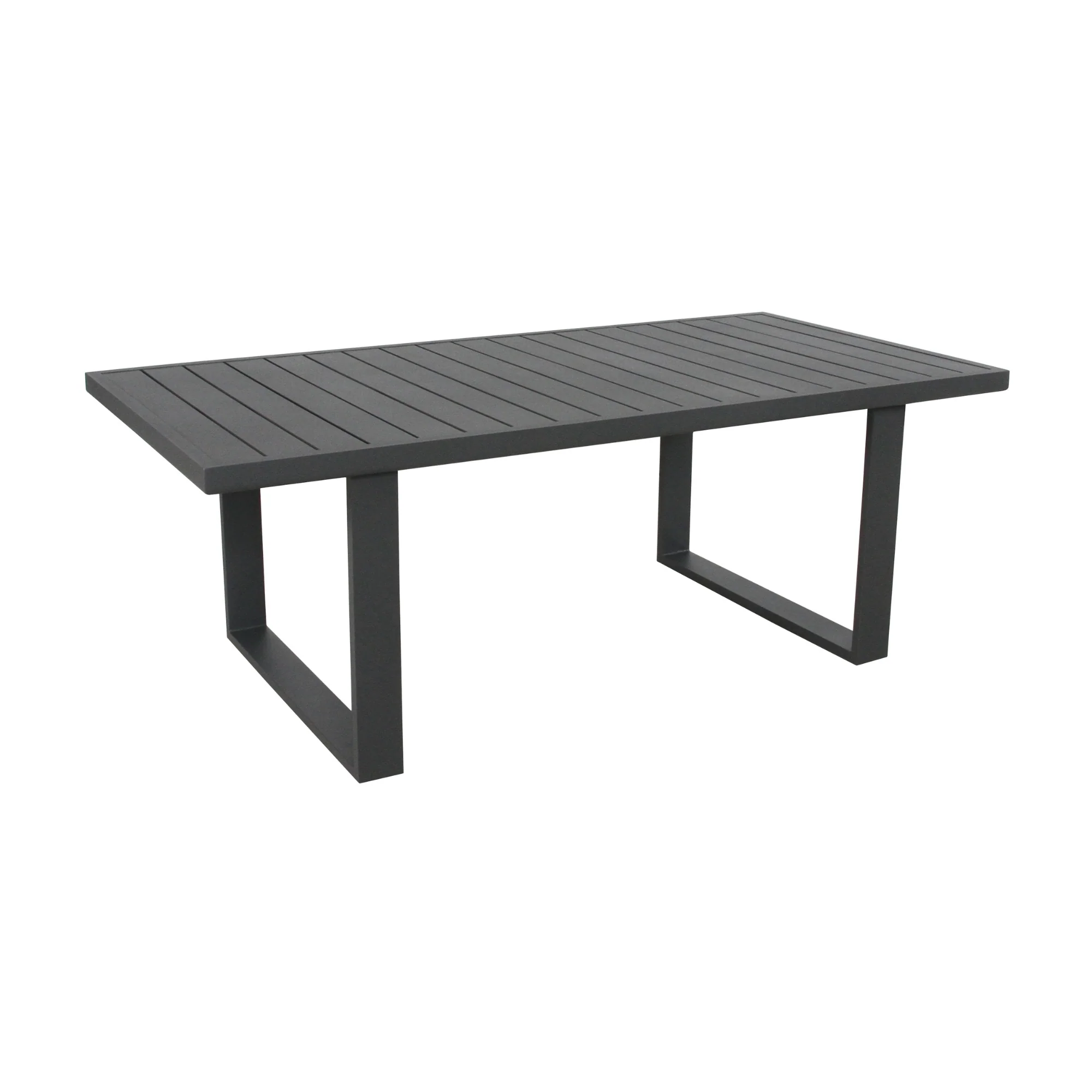 Furano 7pc Set Aluminium Outdoor Dining 200cm Table Chair Gunmetal Grey - Image 3