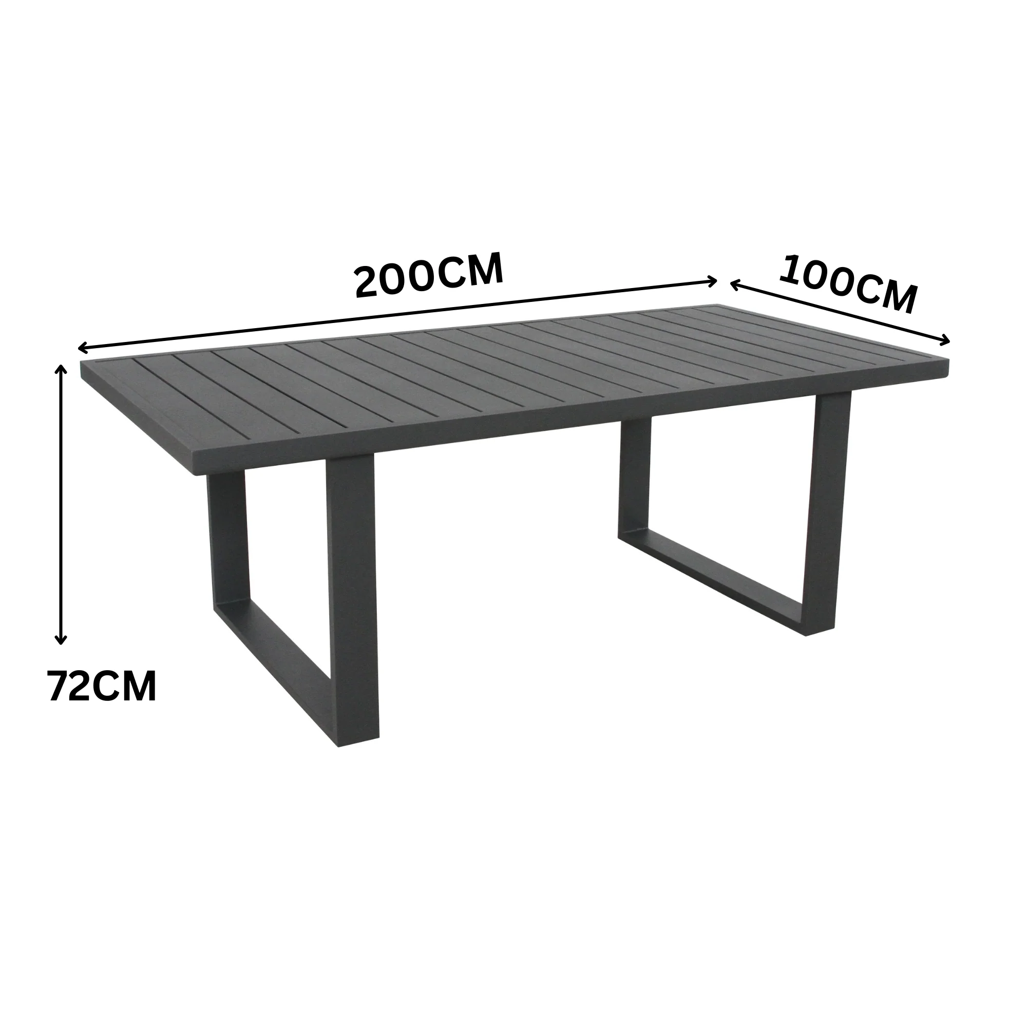 Furano 7pc Set Aluminium Outdoor Dining 200cm Table Chair Gunmetal Grey - Image 4