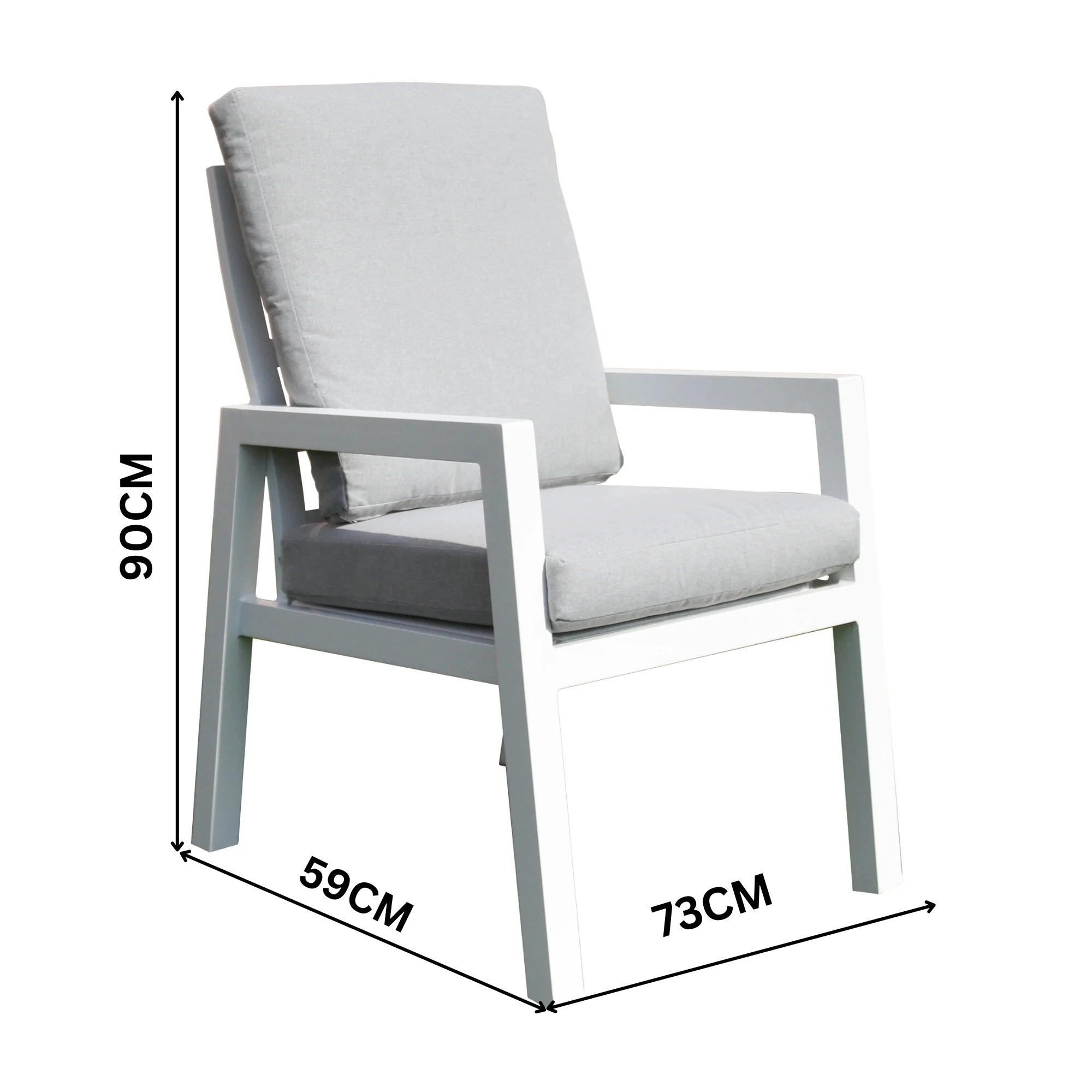 Furano 7pc Set Aluminium Outdoor Dining 200cm Table Chair White - Image 6