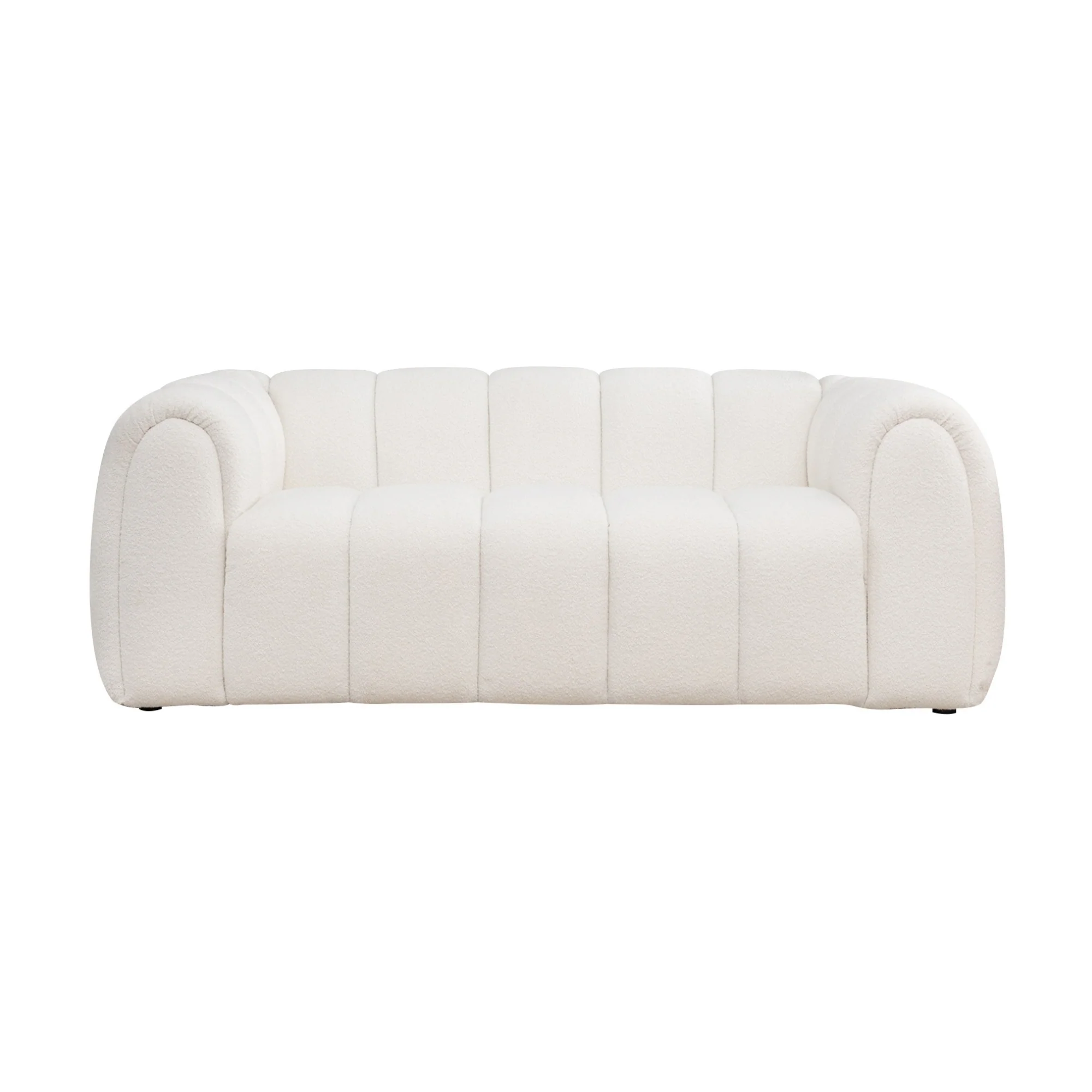 Gabriella 2 Seater Sofa Woven Fabric Boucle White - Image 2