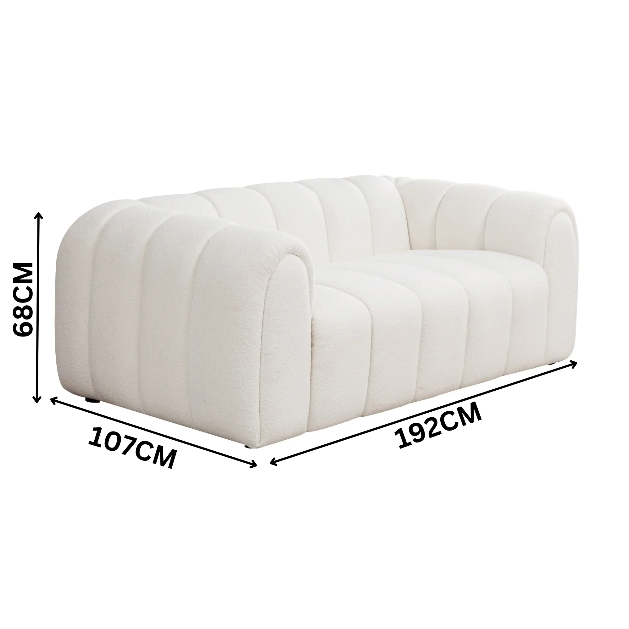 Gabriella 2 Seater Sofa Woven Fabric Boucle White - Image 3