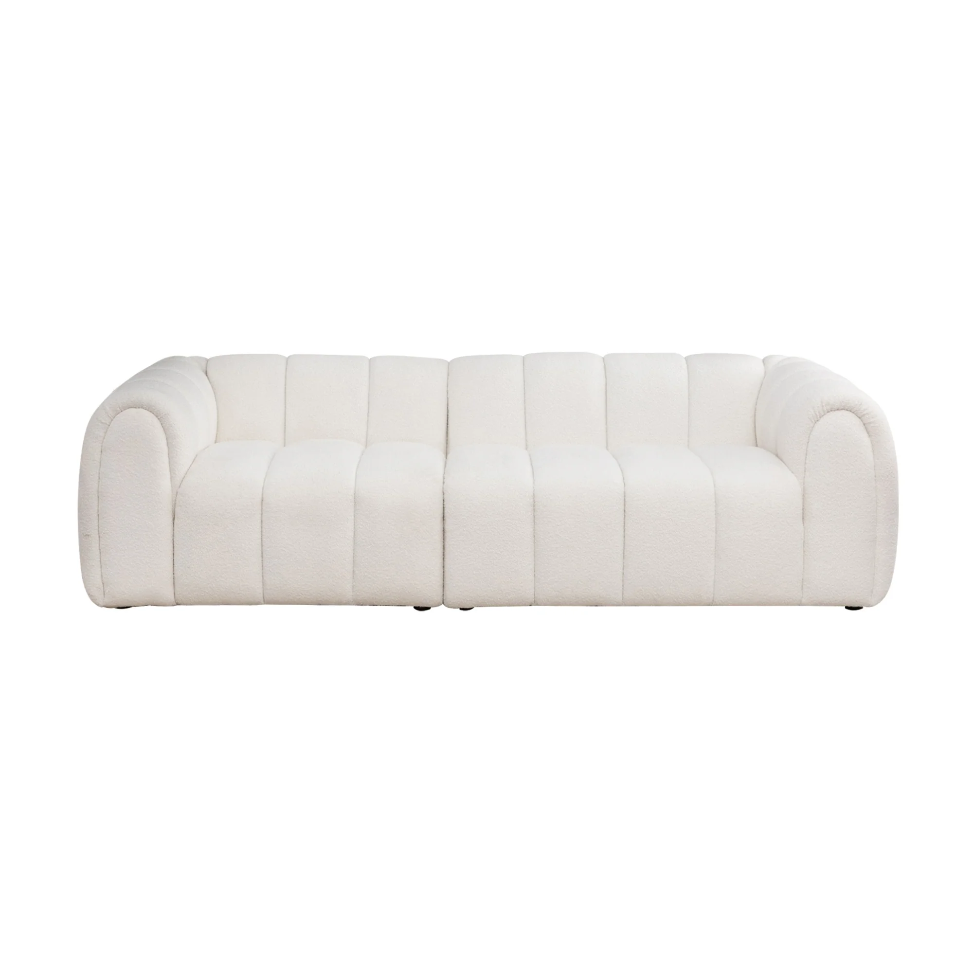Gabriella 3 Seater Sofa Woven Fabric Boucle White - Image 2
