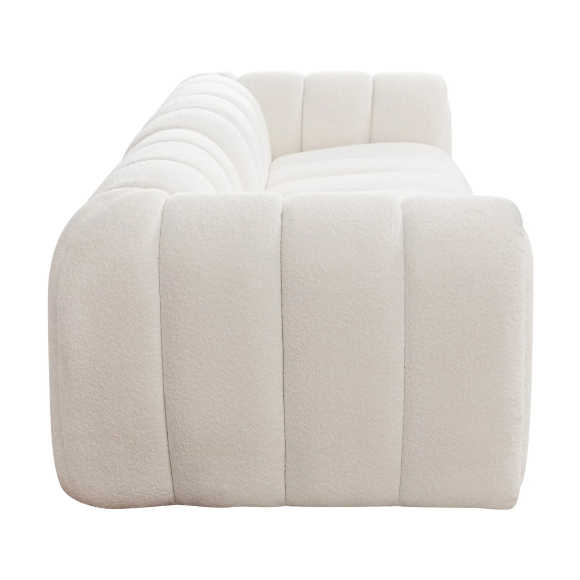 Gabriella 3 Seater Sofa Woven Fabric Boucle White - Image 5