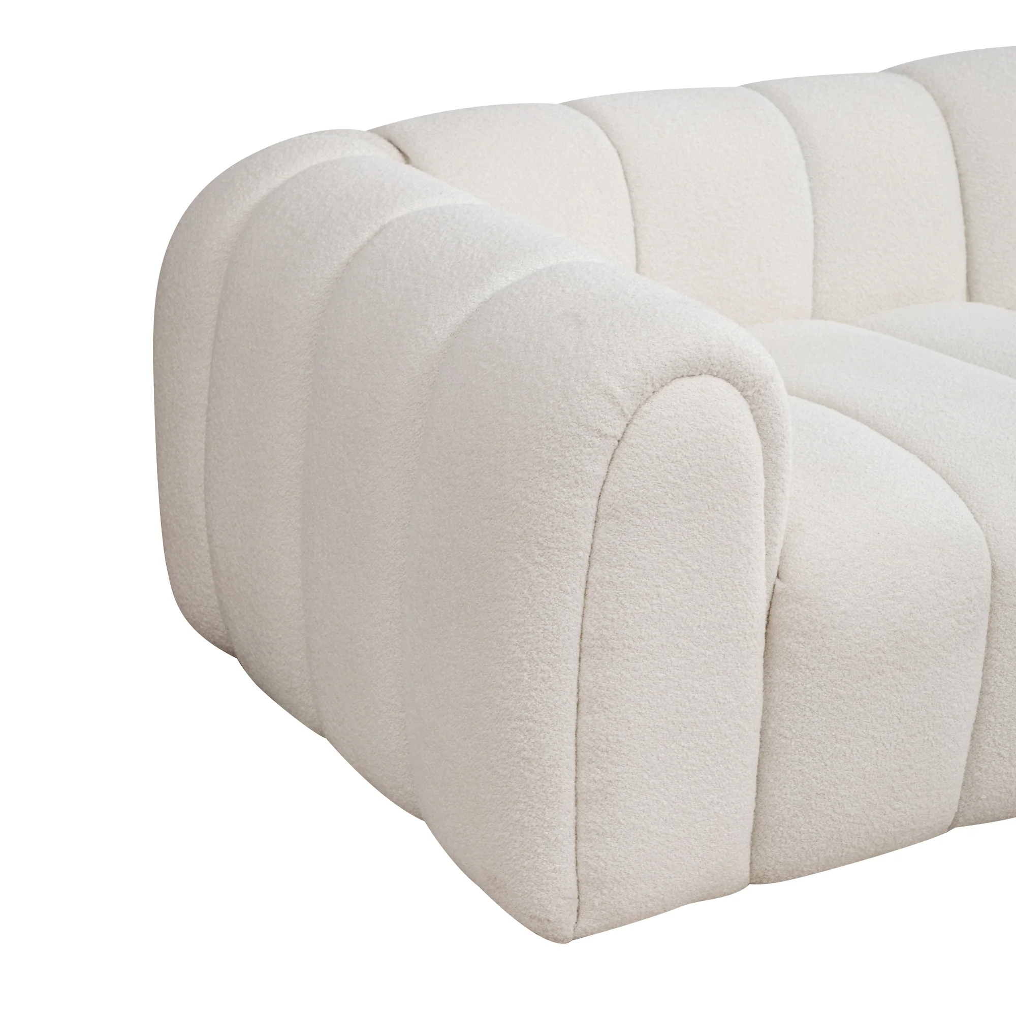 Gabriella 3 Seater Sofa Woven Fabric Boucle White - Image 6