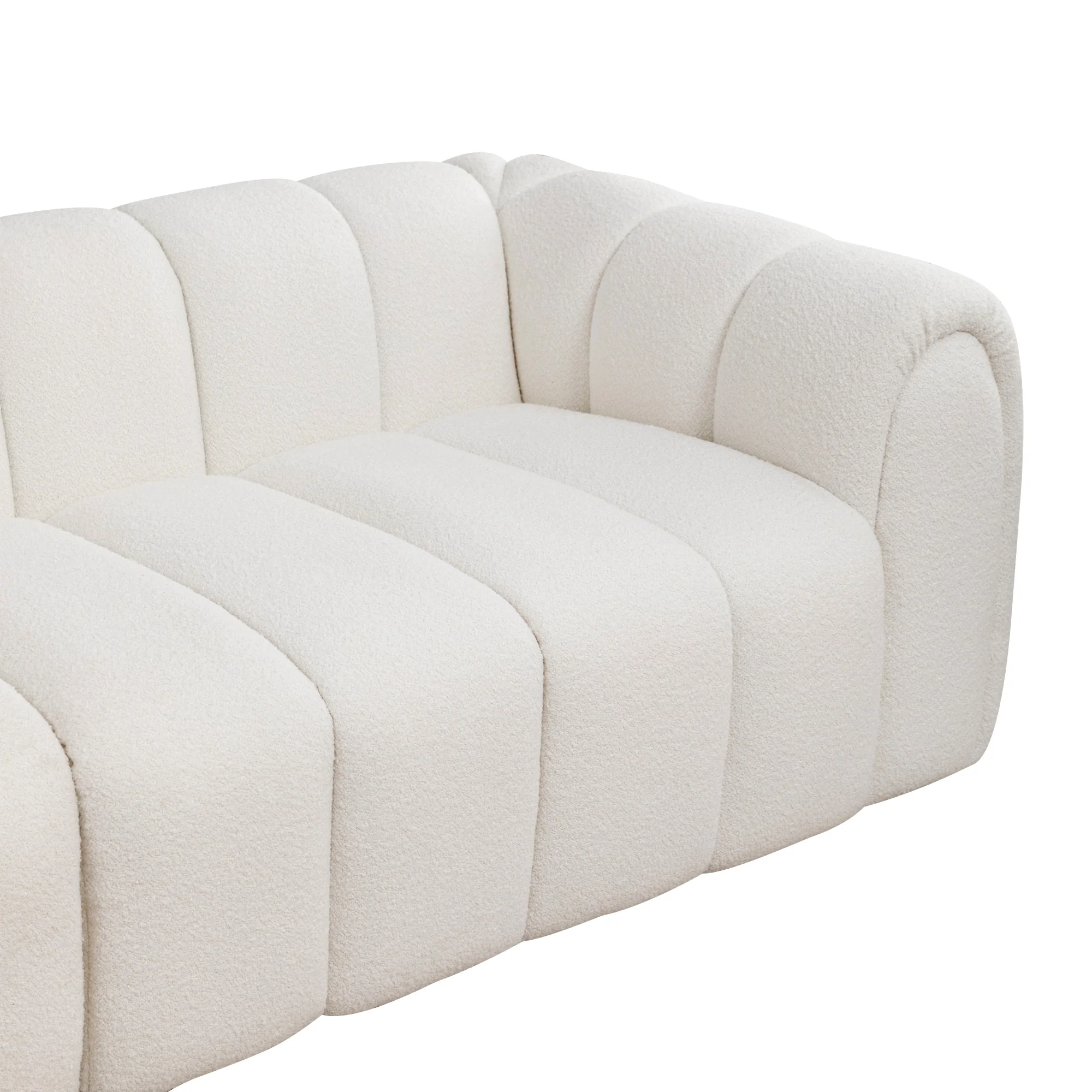 Gabriella 3 Seater Sofa Woven Fabric Boucle White - Image 7