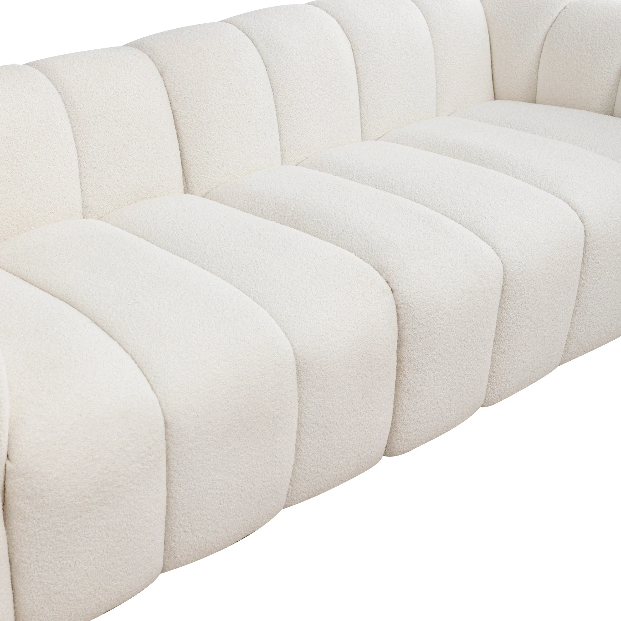 Gabriella 3 Seater Sofa Woven Fabric Boucle White - Image 8