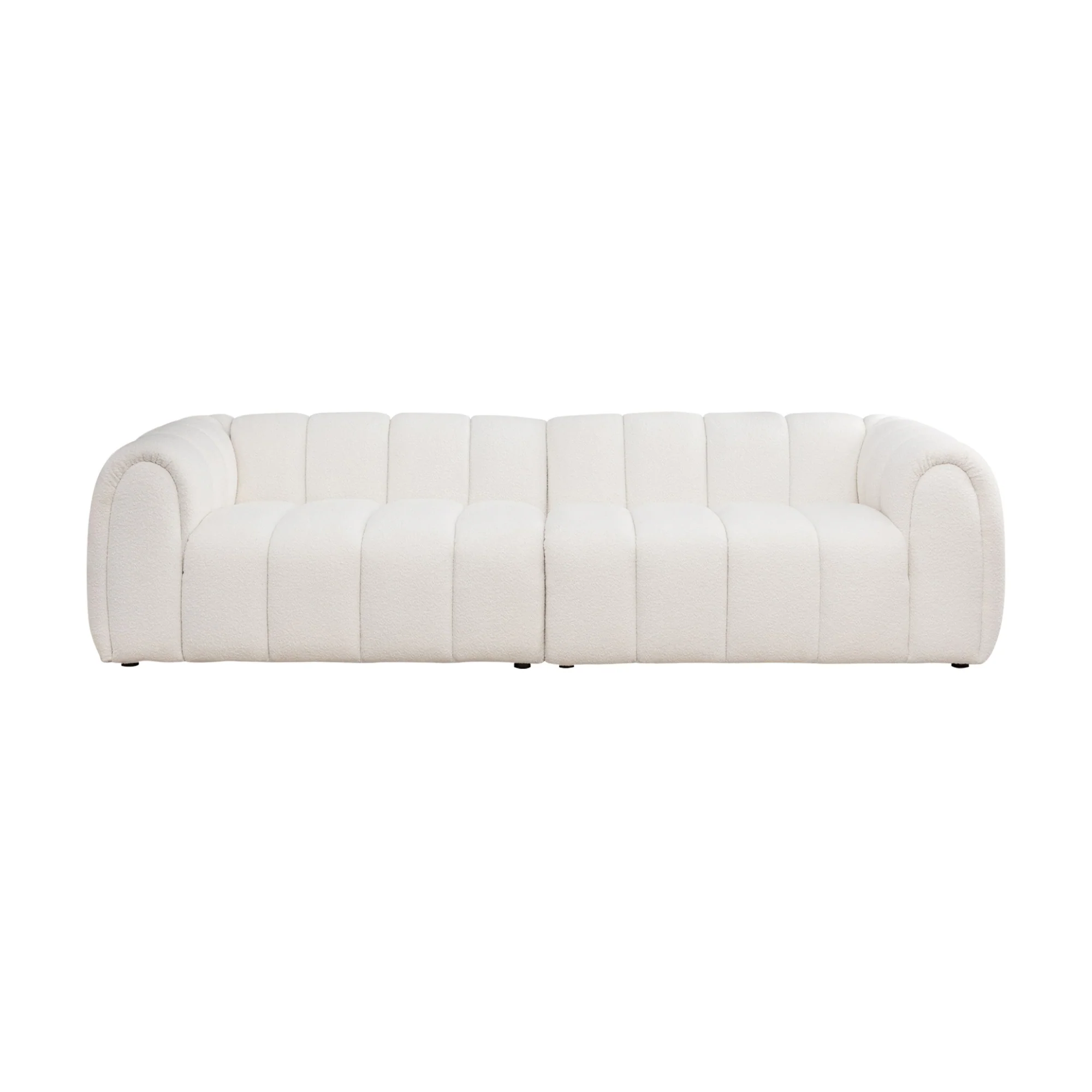 Gabriella 4 Seater Sofa Woven Fabric Boucle White - Image 2