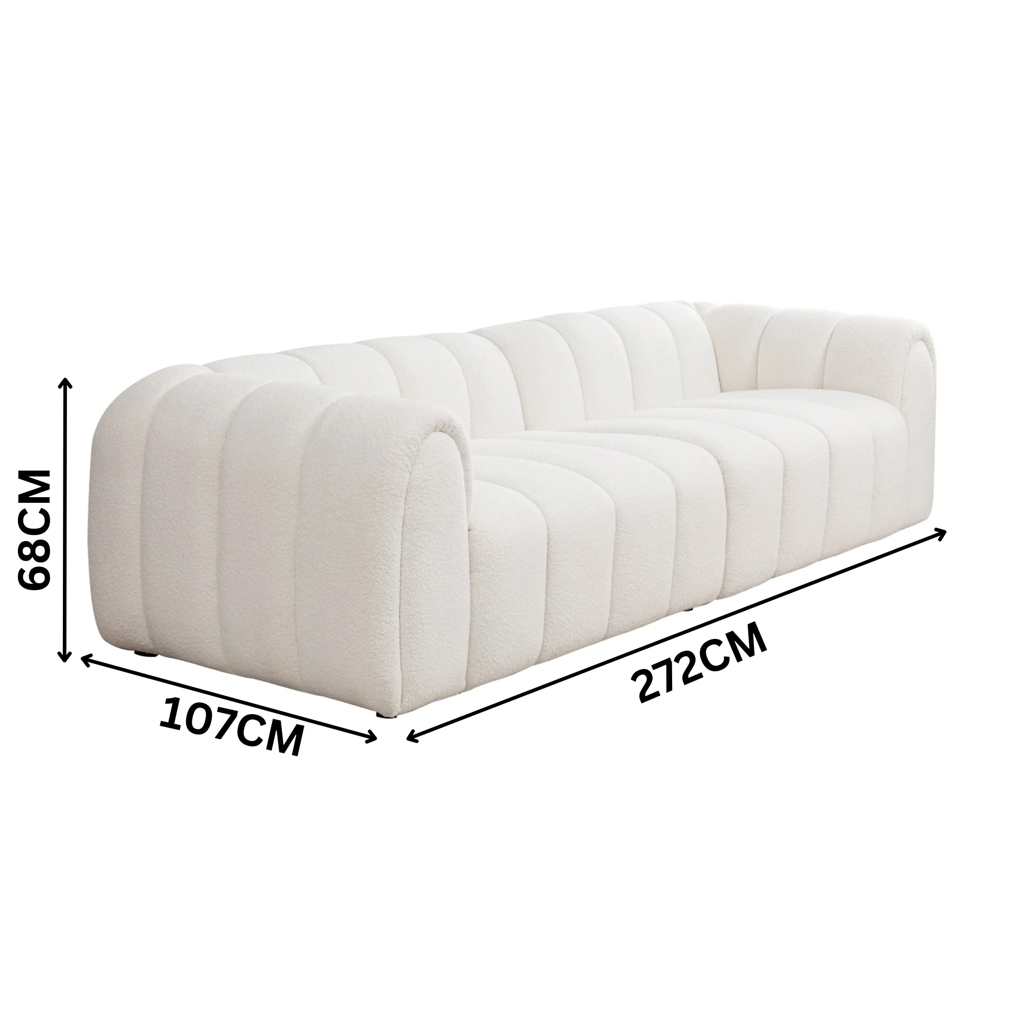 Gabriella 4 Seater Sofa Woven Fabric Boucle White - Image 3