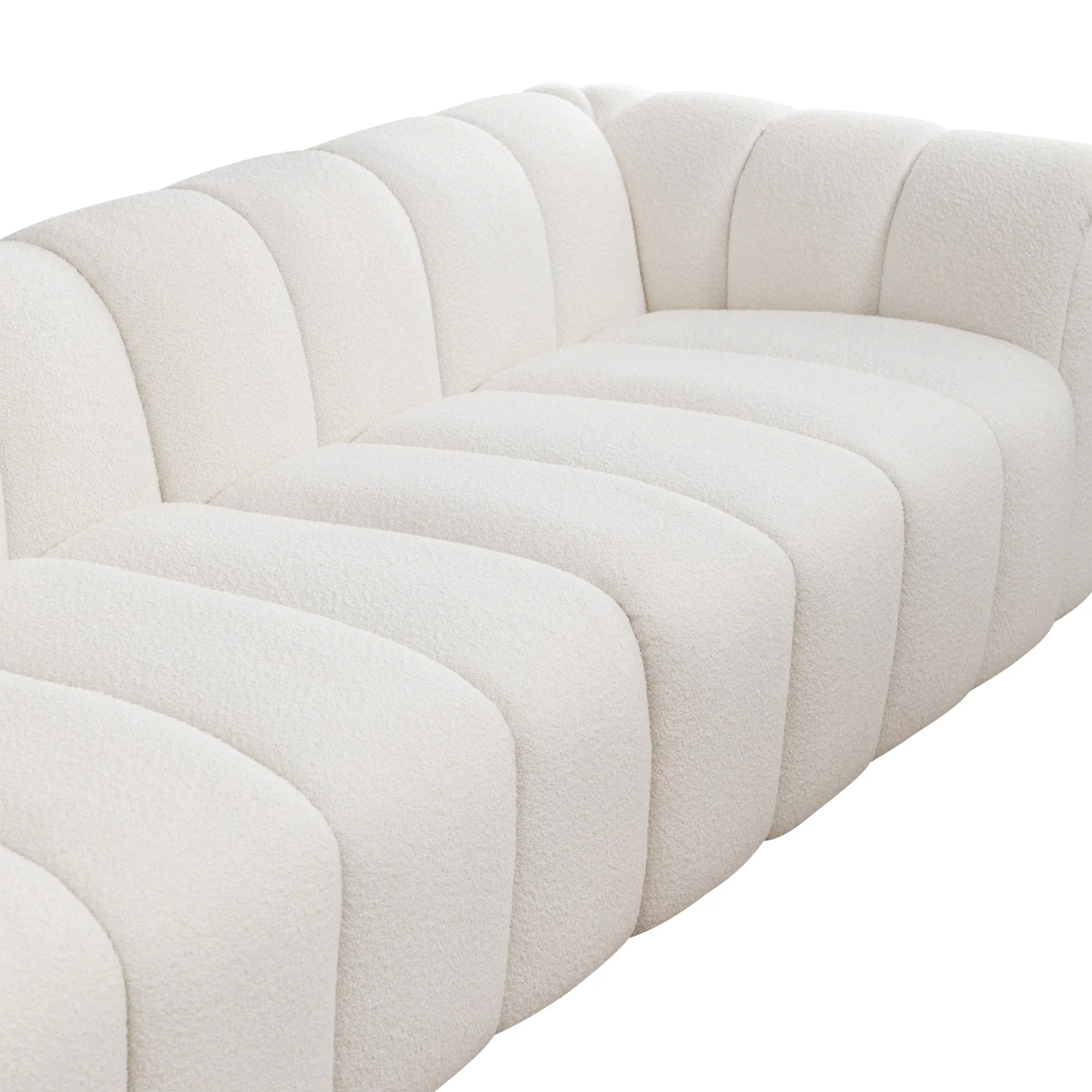 Gabriella 4 Seater Sofa Woven Fabric Boucle White - Image 7