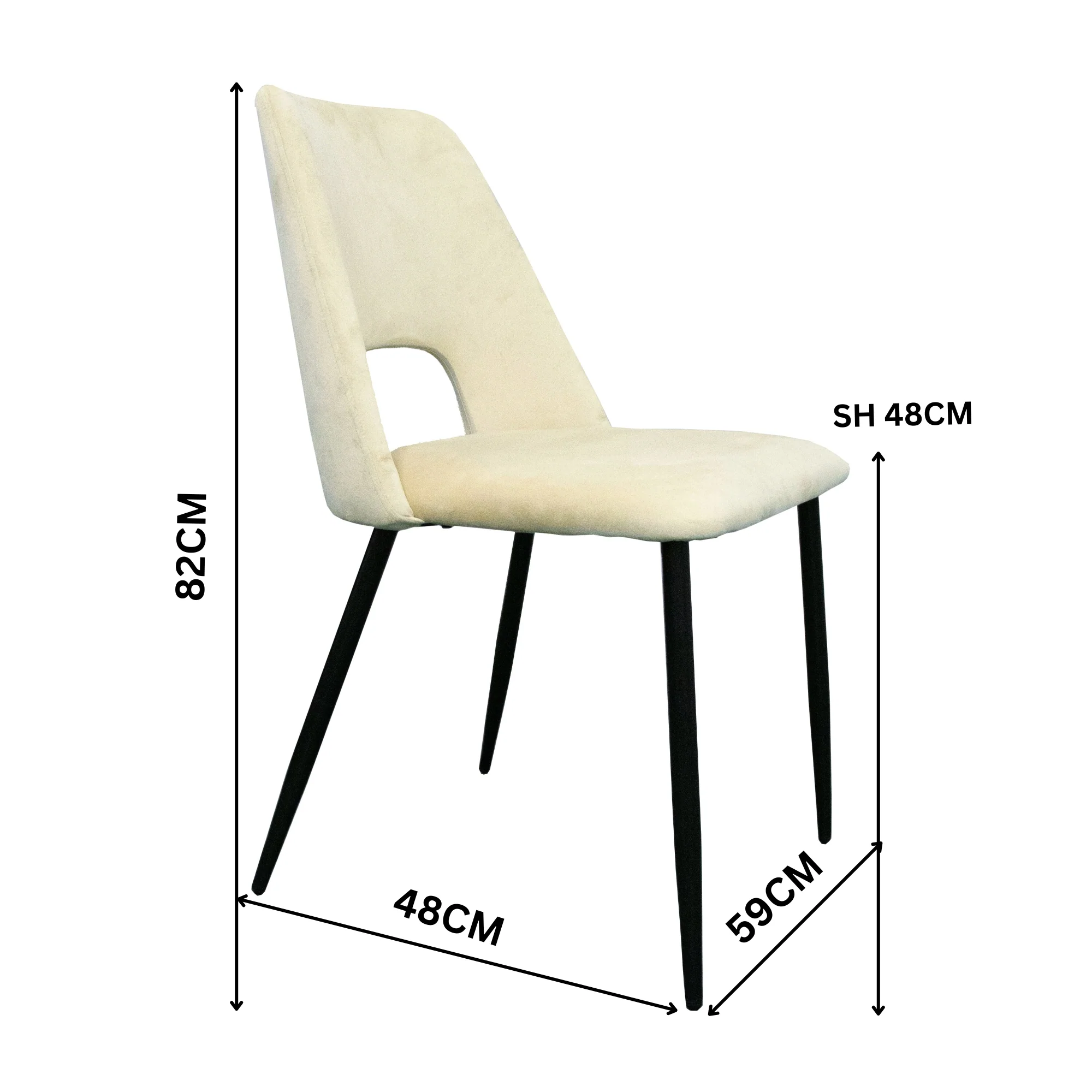 Geena 4pc Set Velvet Fabric Dining Chair Beige - Image 2