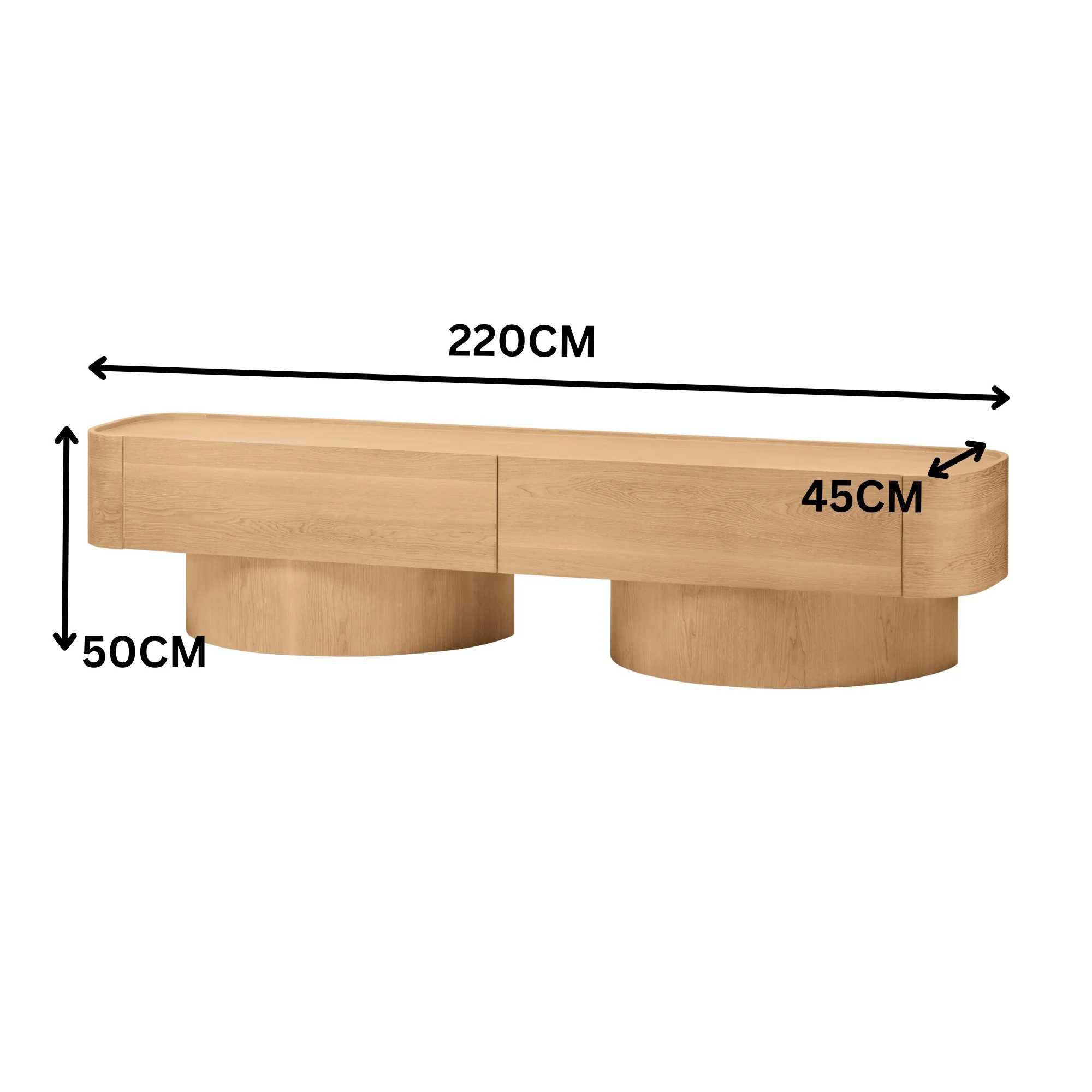 Gidon   220cm 2 Drawers ETU Entertainment TV Unit Natural - Image 2