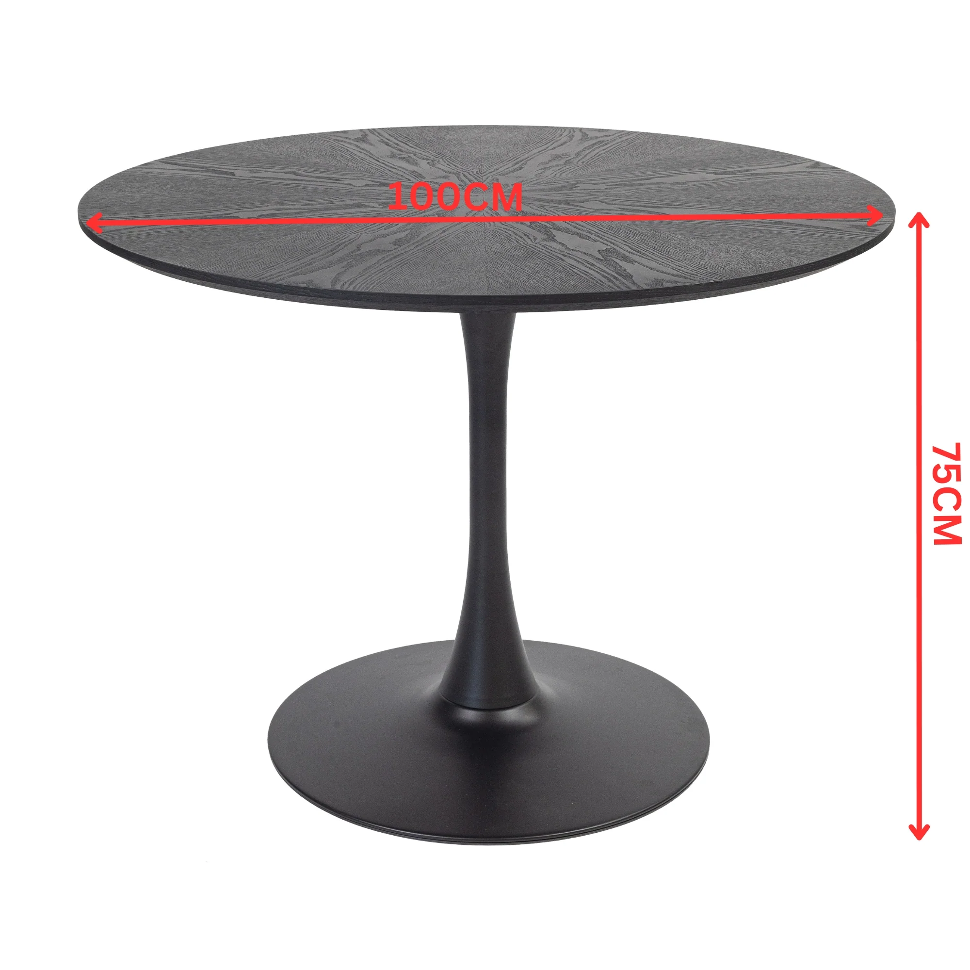 Globe 100cm Round Dining Table Black - Image 2