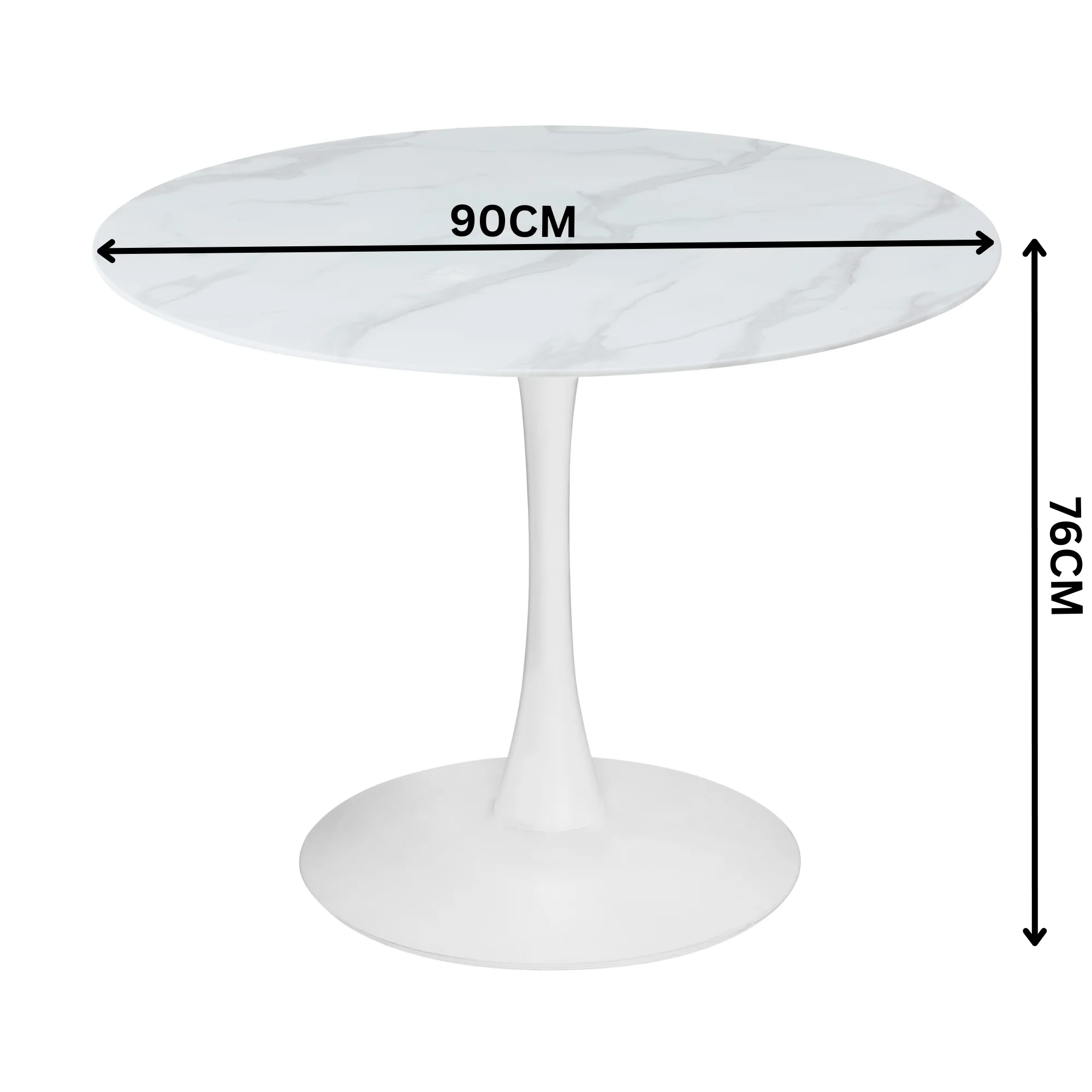 Globe 90cm Round Dining Table White - Image 3