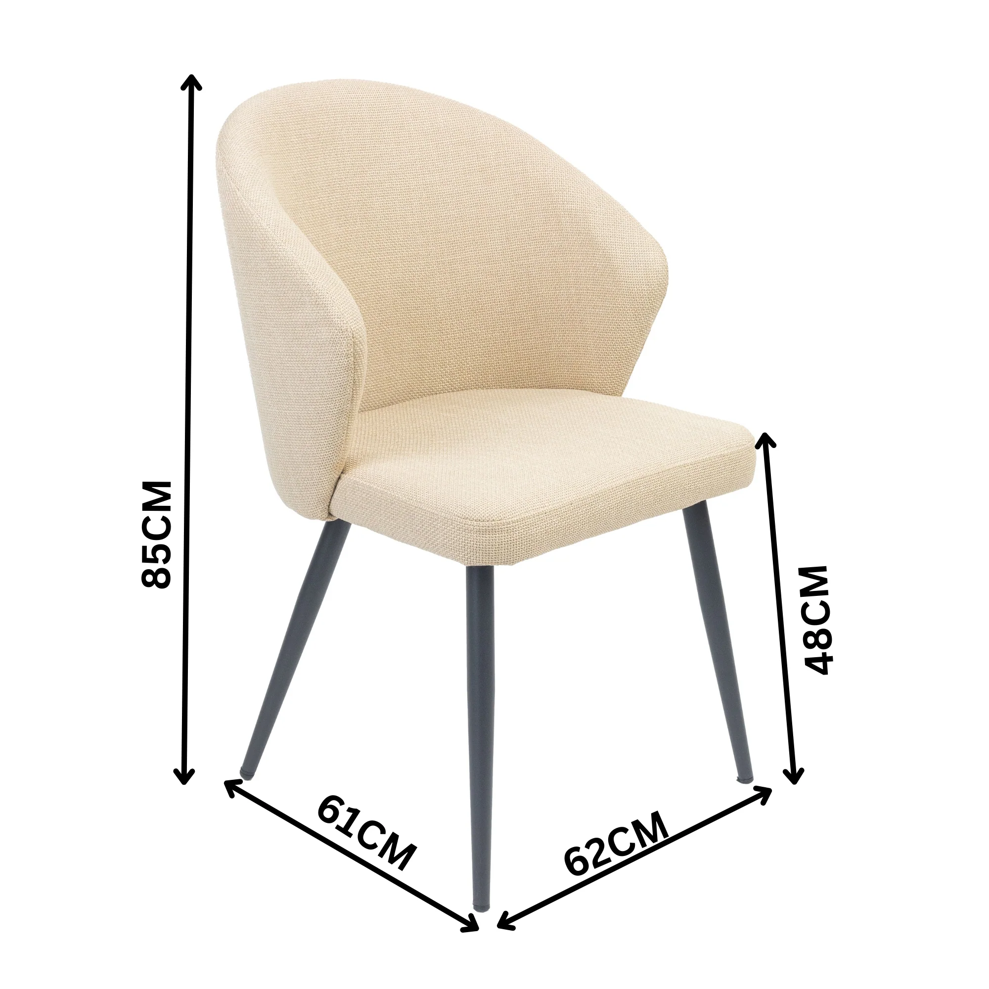 Graz 2pc Set Fabric Dining Chair Beige - Image 3