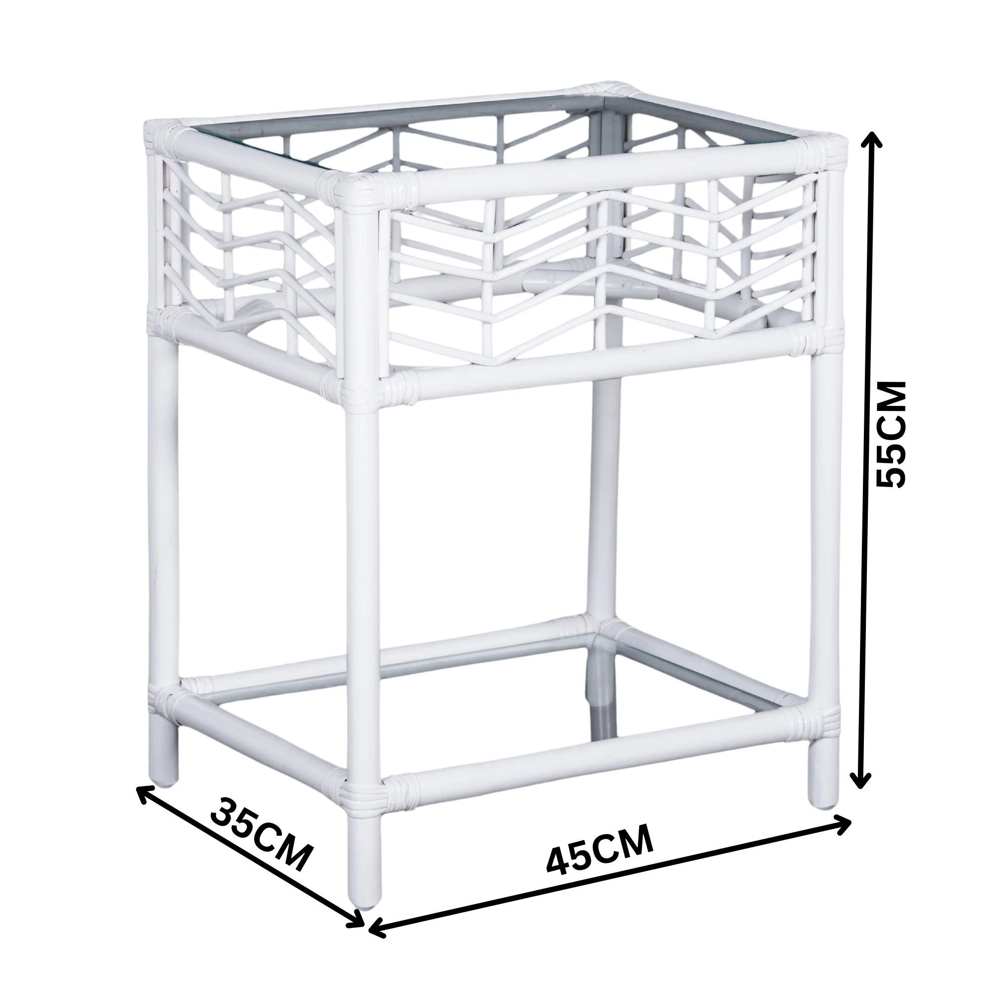 Hanoi 55cm Rattan Bedside Table White - Image 2