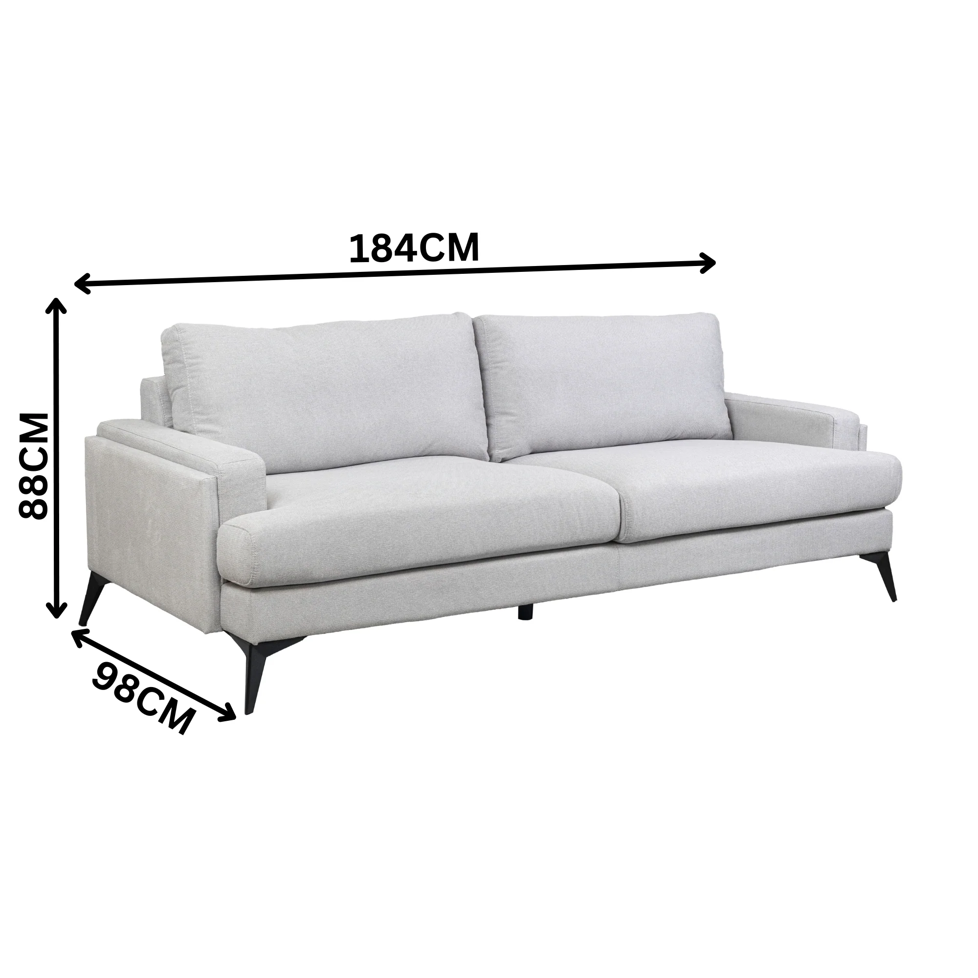 Harry 2 Seater Fabric Sofa Light Grey - Image 2