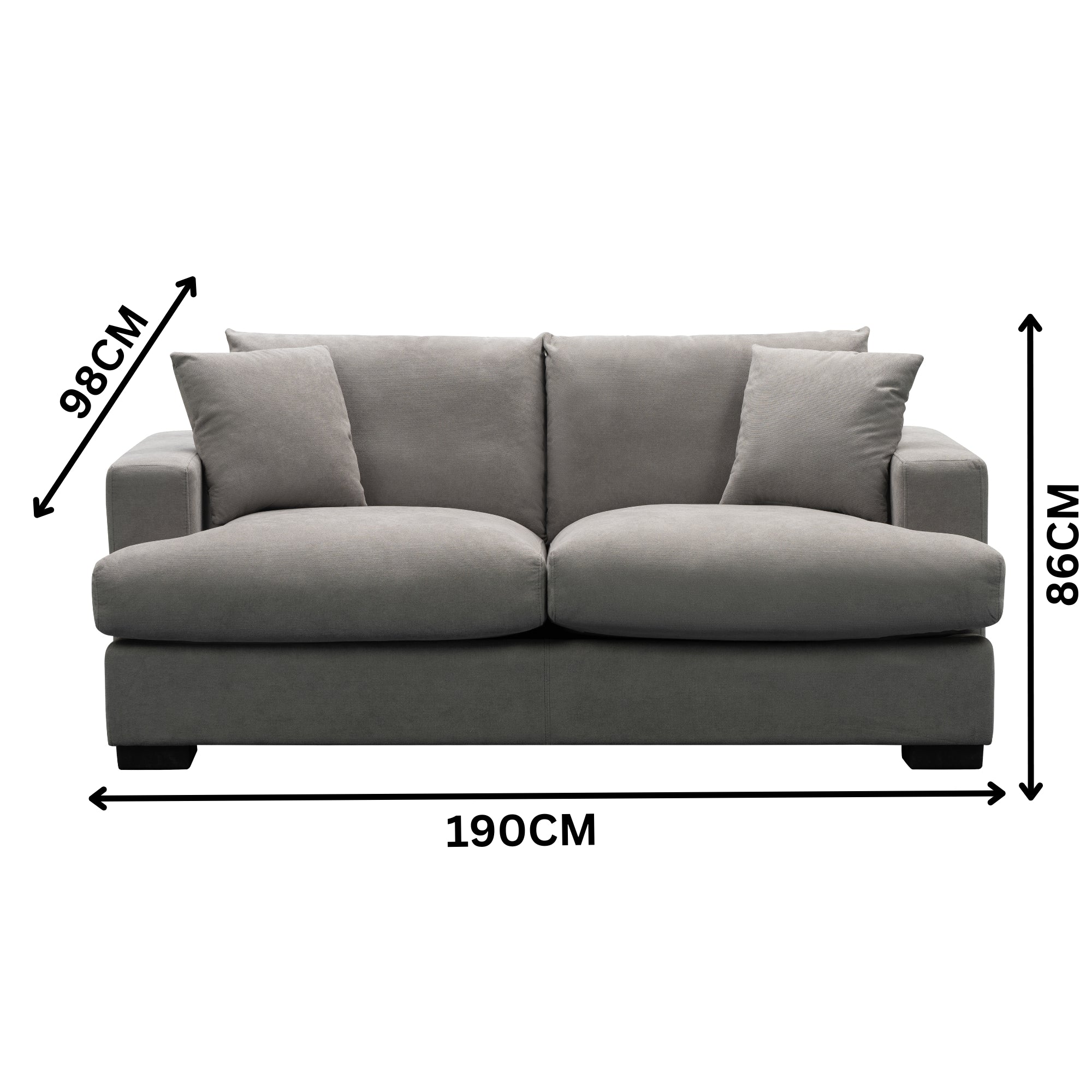 Hecate 2 Seater Fabric Sofa Lounge Light Grey - Image 3