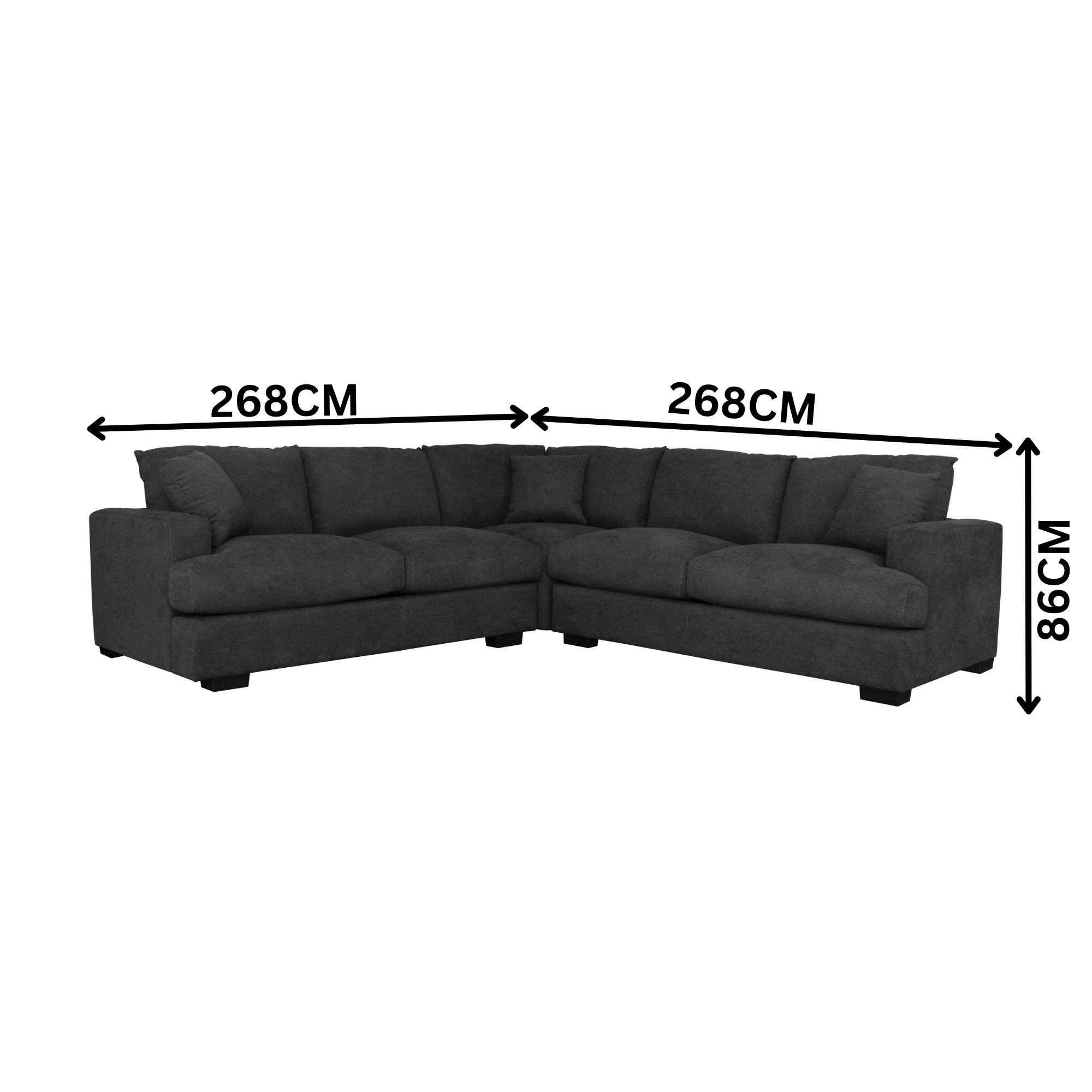 Hecate 4 Seater Corner Modular Fabric Sofa Lounge Dark Grey - Image 3