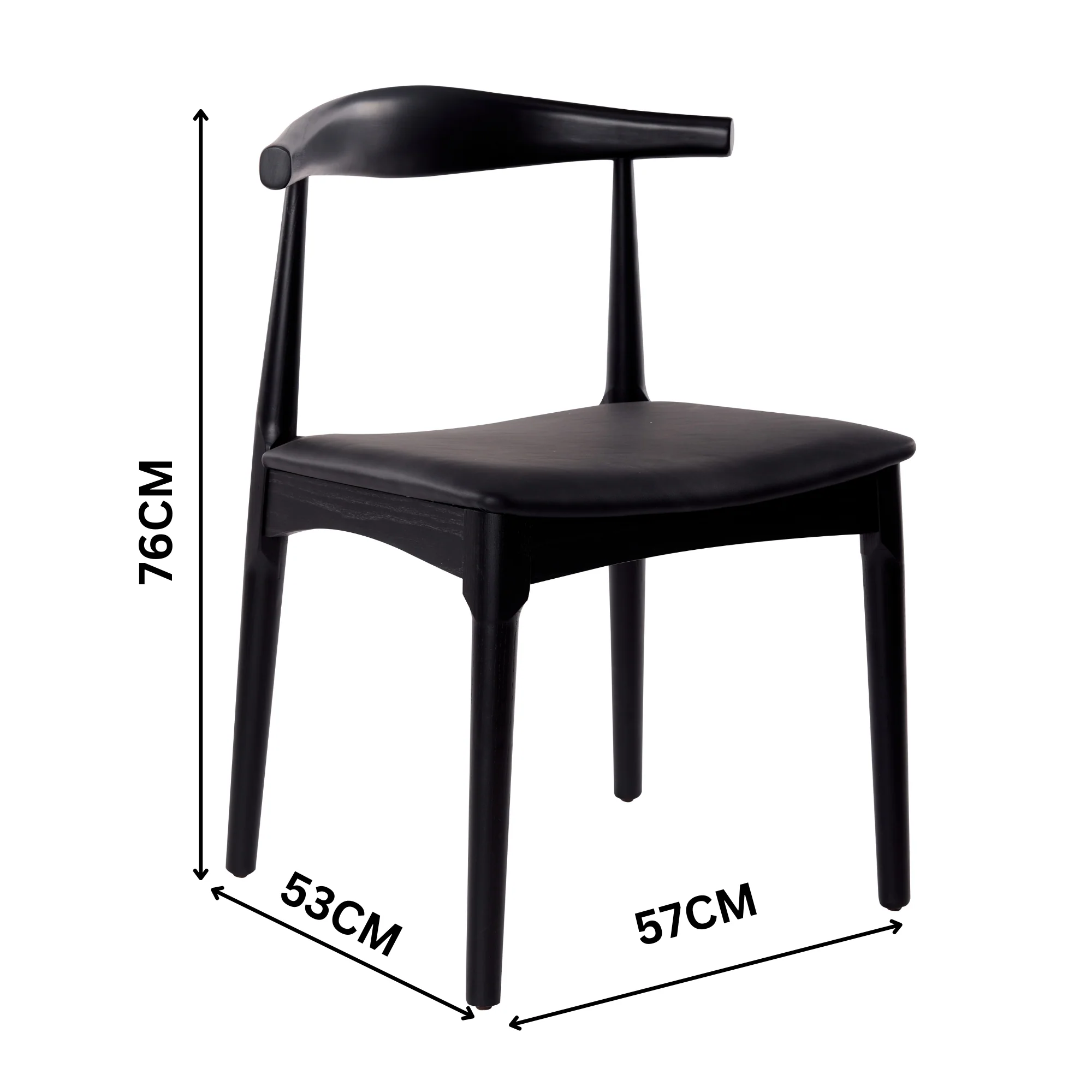 Henrik 2pc Set Dining Chair Replica Hans Wenger Elbow Black - Image 3
