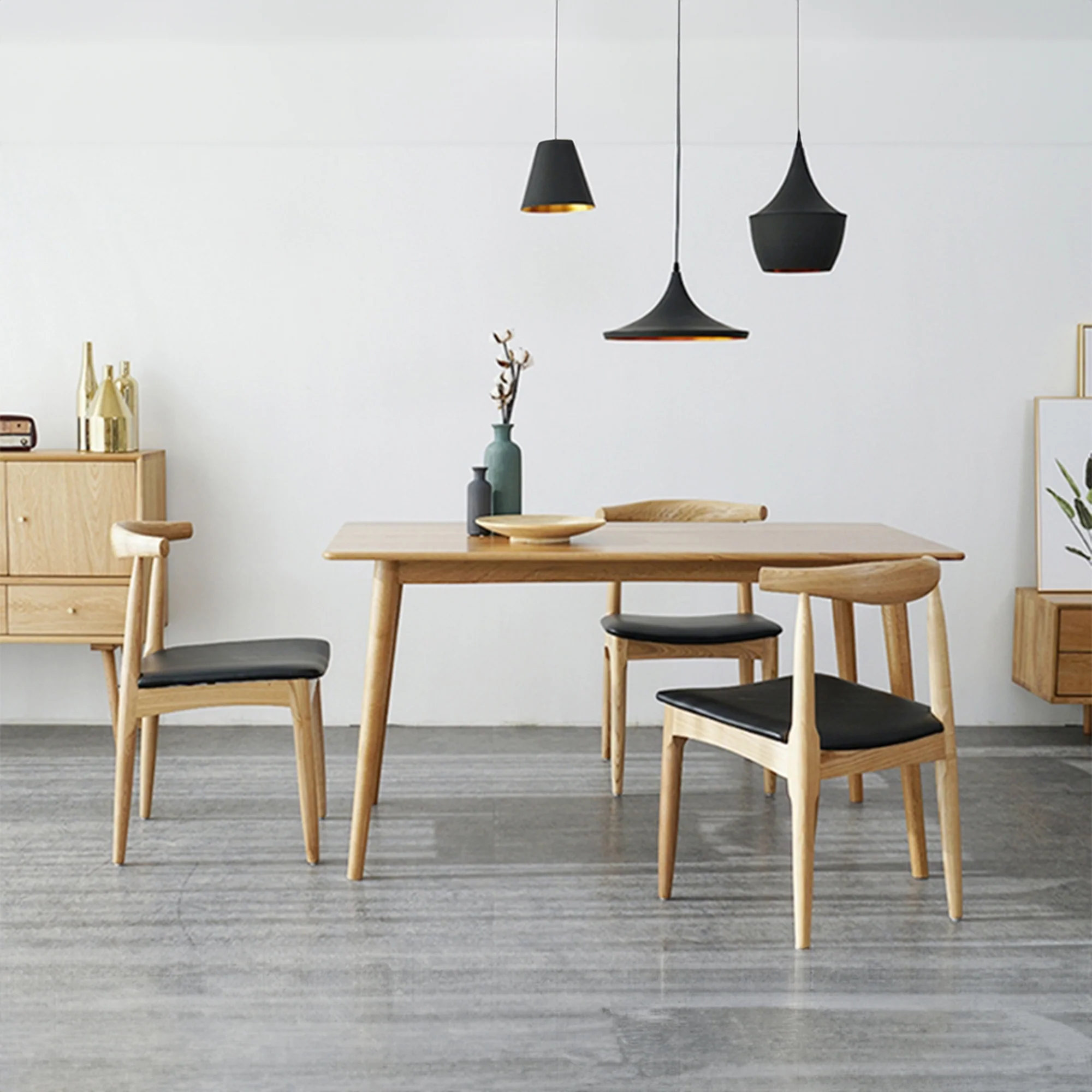 Henrik 2pc Set Dining Chair Replica Hans Wenger Elbow Natural - Image 2