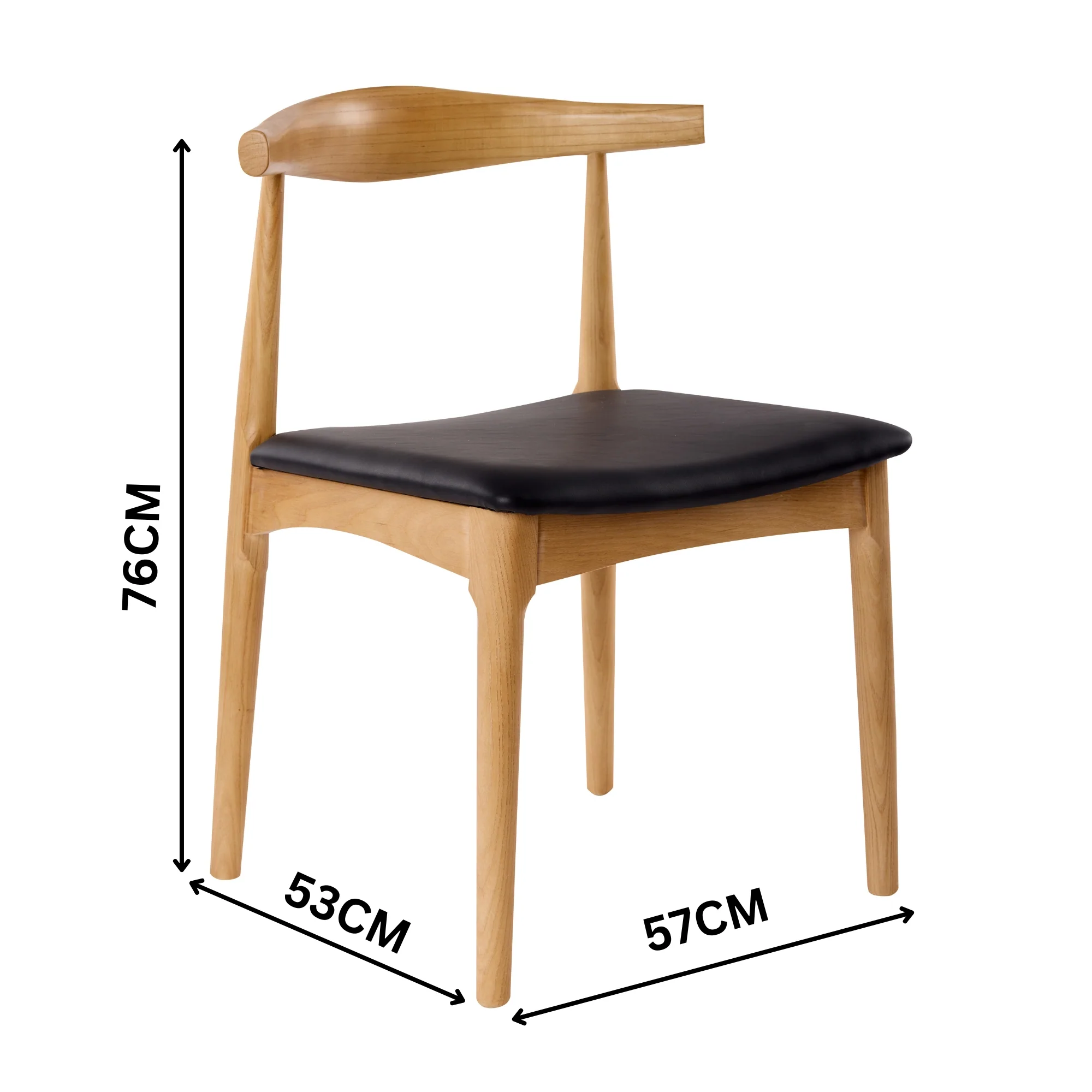 Henrik 2pc Set Dining Chair Replica Hans Wenger Elbow Natural - Image 3