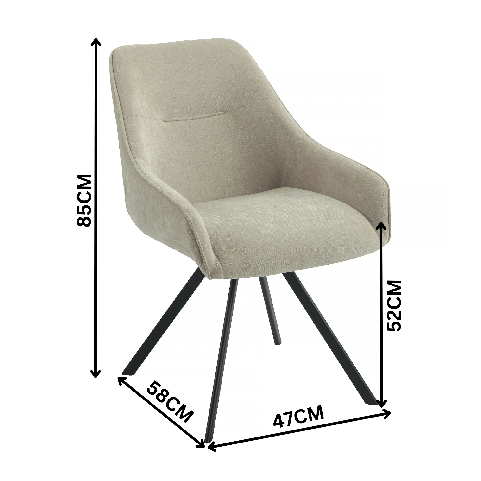 Henrik 7pc Set Round Dining Table Fabric Chair - Image 6