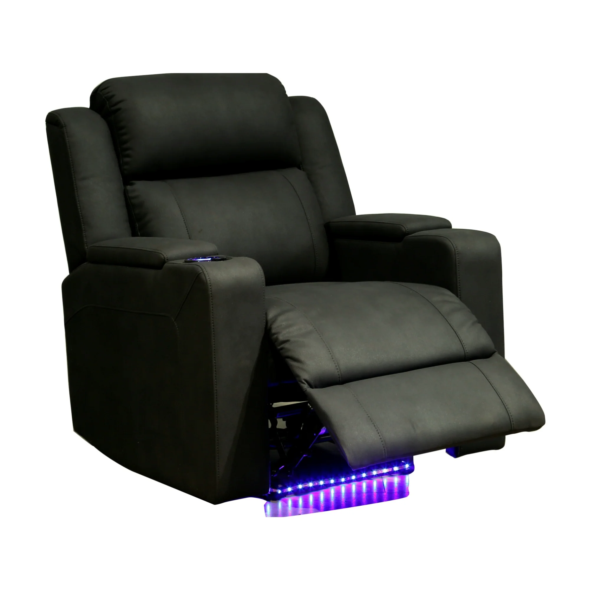 Homie 1 Seater Electric Recliner Sofa Rhino Suede Fabric Lounge Black - Image 2