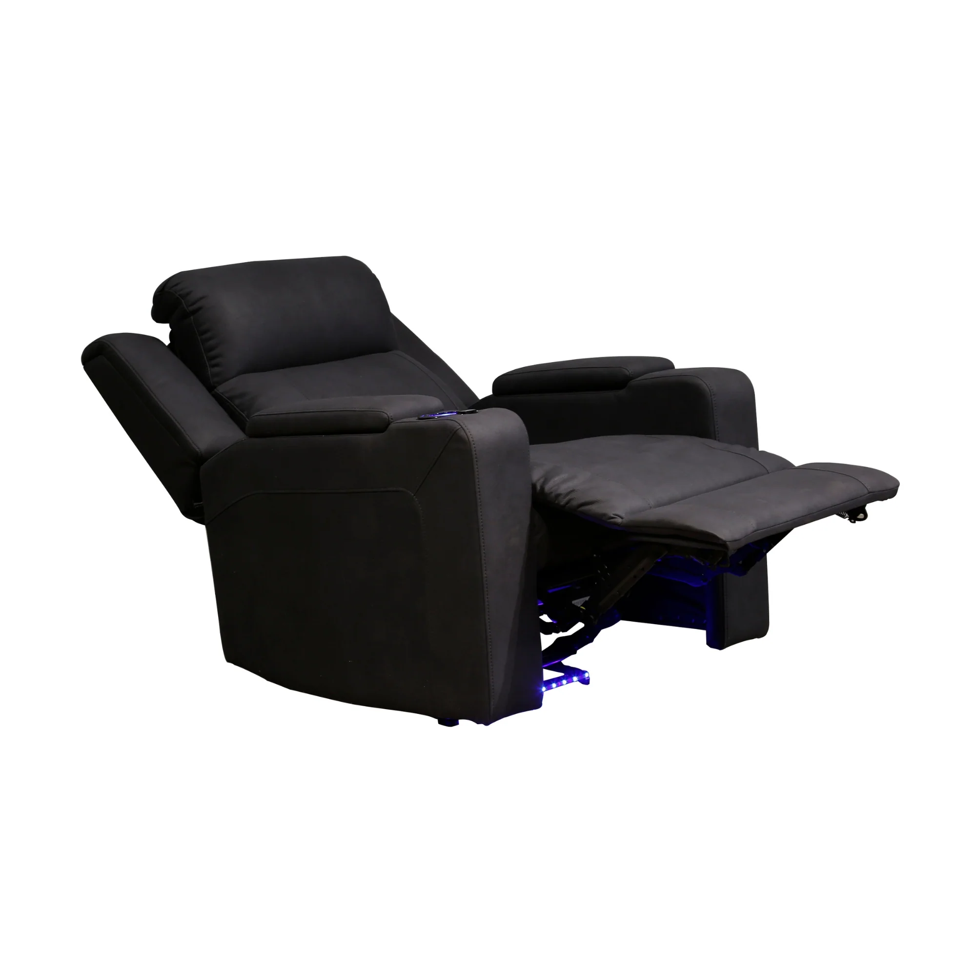 Homie 1 Seater Electric Recliner Sofa Rhino Suede Fabric Lounge Black - Image 4