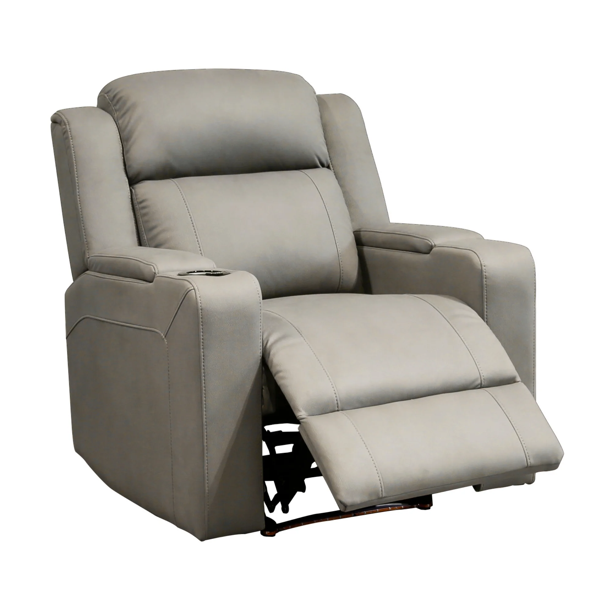 Homie 1 Seater Electric Recliner Sofa Rhino Suede Fabric Lounge Grey - Image 2