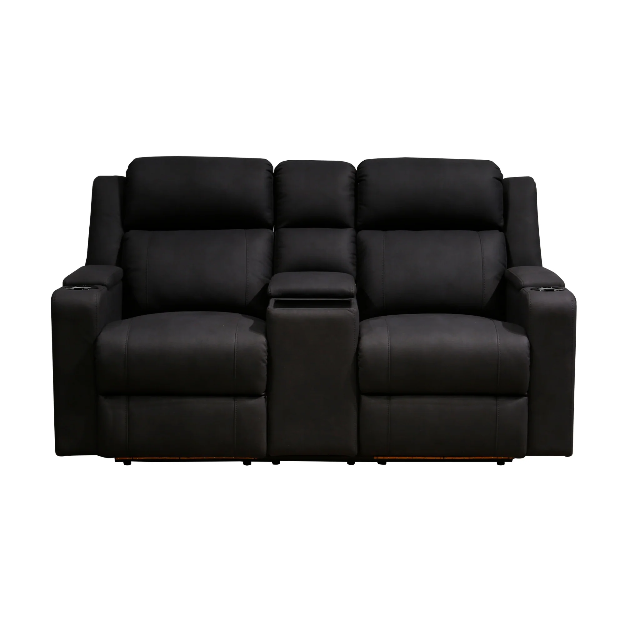 Homie 2 Seater Electric Recliner Sofa Rhino Suede Fabric Lounge Black - Image 2
