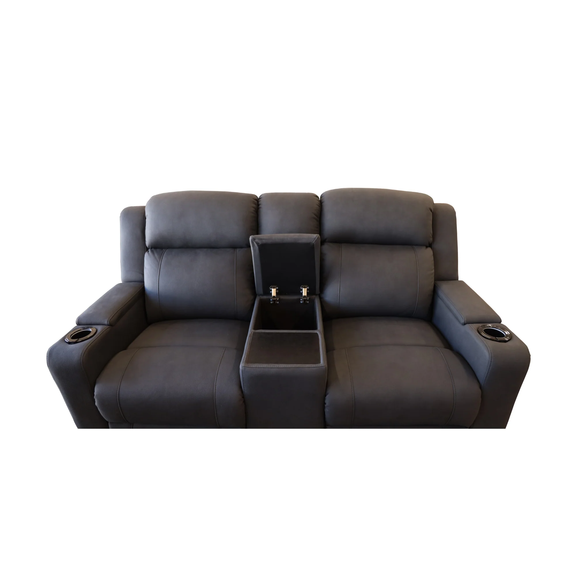 Homie 2 Seater Electric Recliner Sofa Rhino Suede Fabric Lounge Black - Image 4