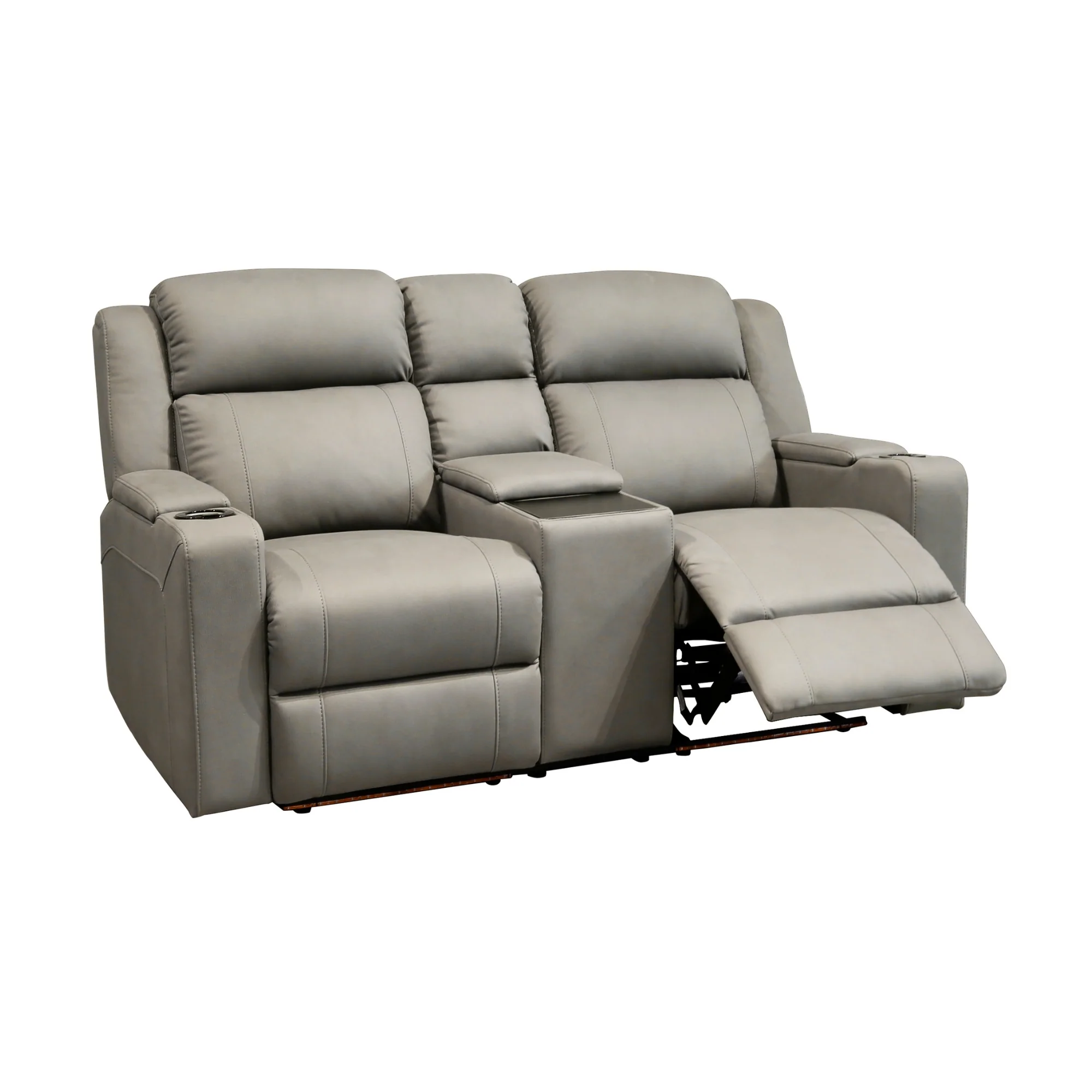 Homie 2 Seater Electric Recliner Sofa Rhino Suede Fabric Lounge Grey - Image 2