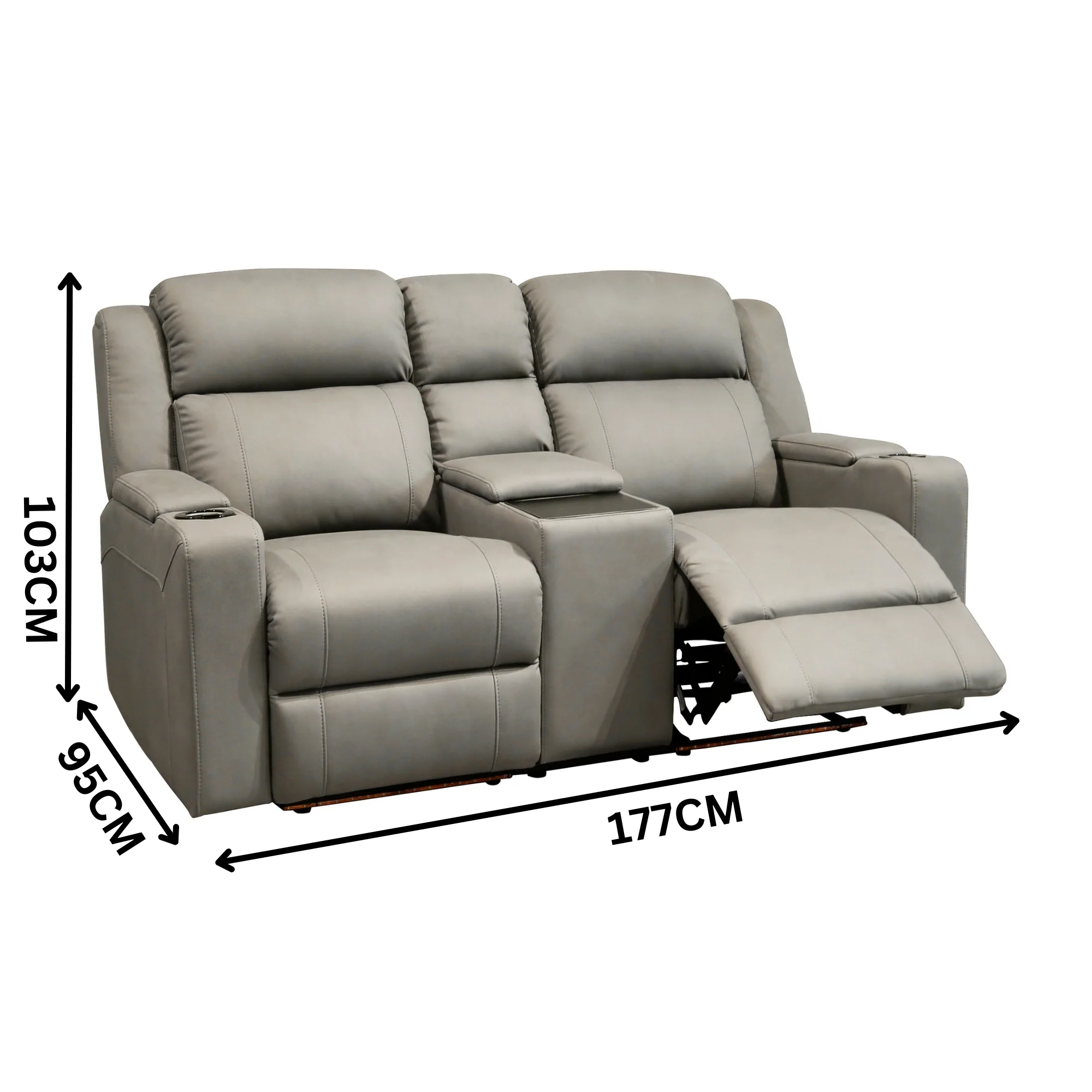 Homie 2 Seater Electric Recliner Sofa Rhino Suede Fabric Lounge Grey - Image 3