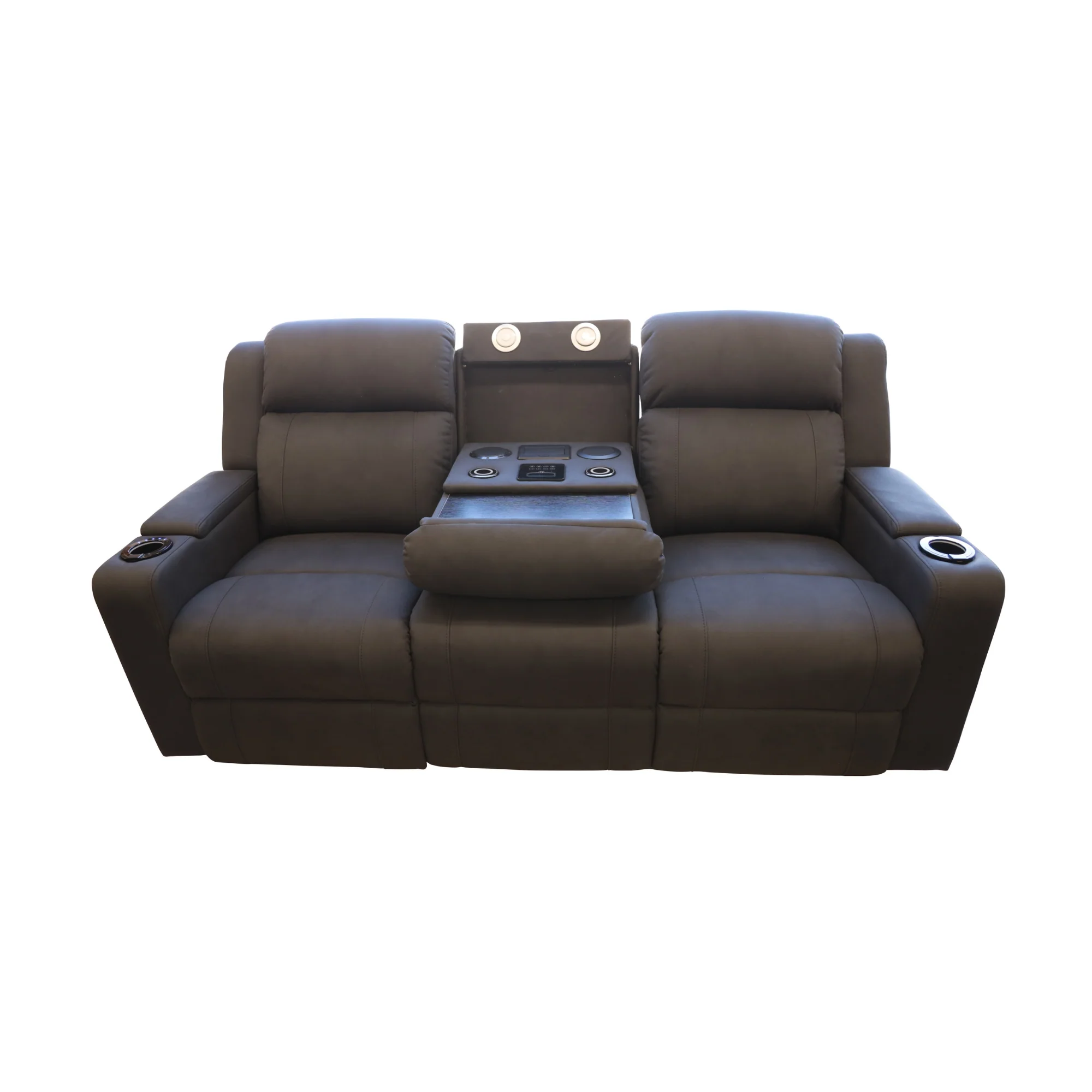 Homie 3 Seater Electric Recliner Sofa Rhino Suede Fabric Lounge Black - Image 4