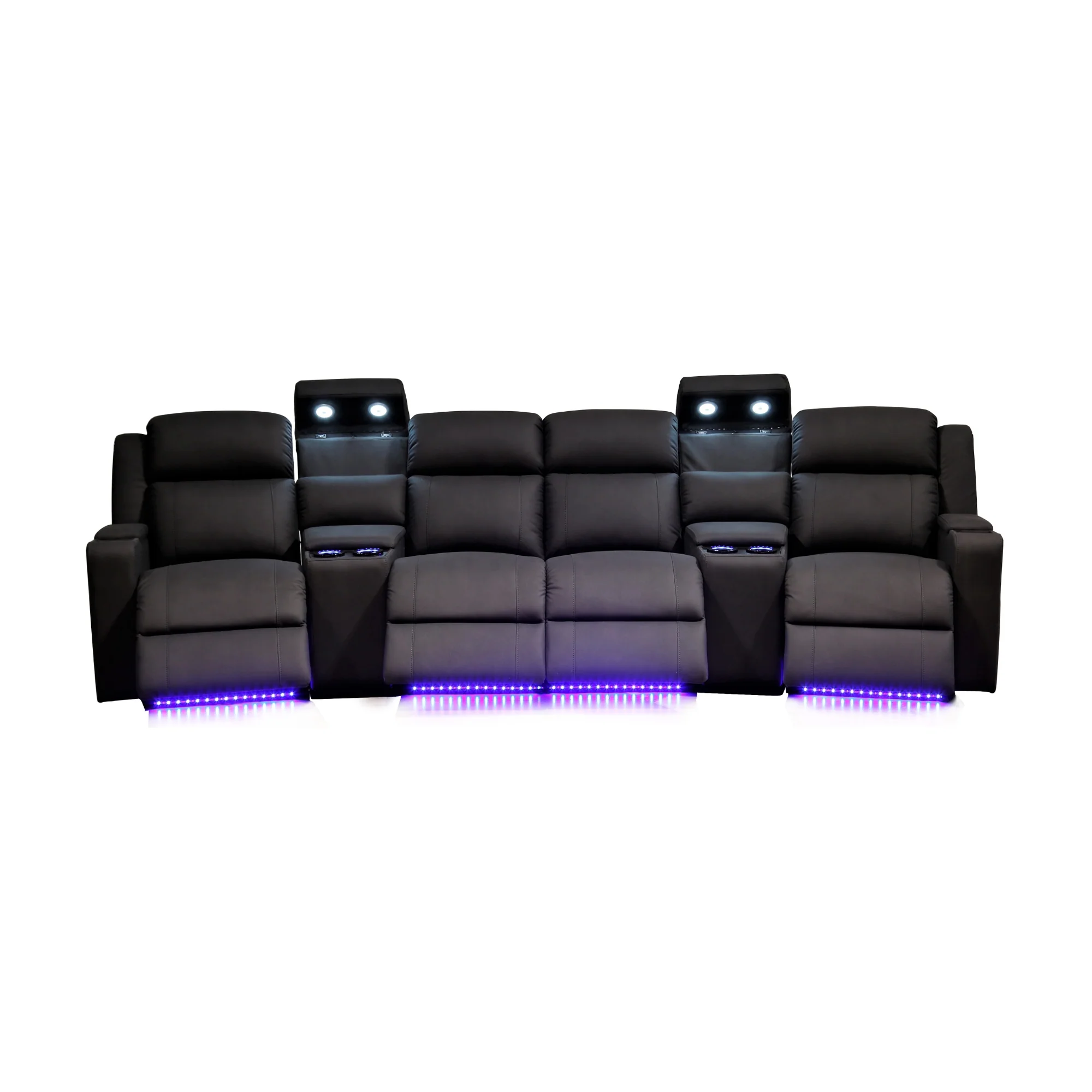 Homie 4 Seater Electric Recliner Fabric Home Theatre Lounge Black - Image 2