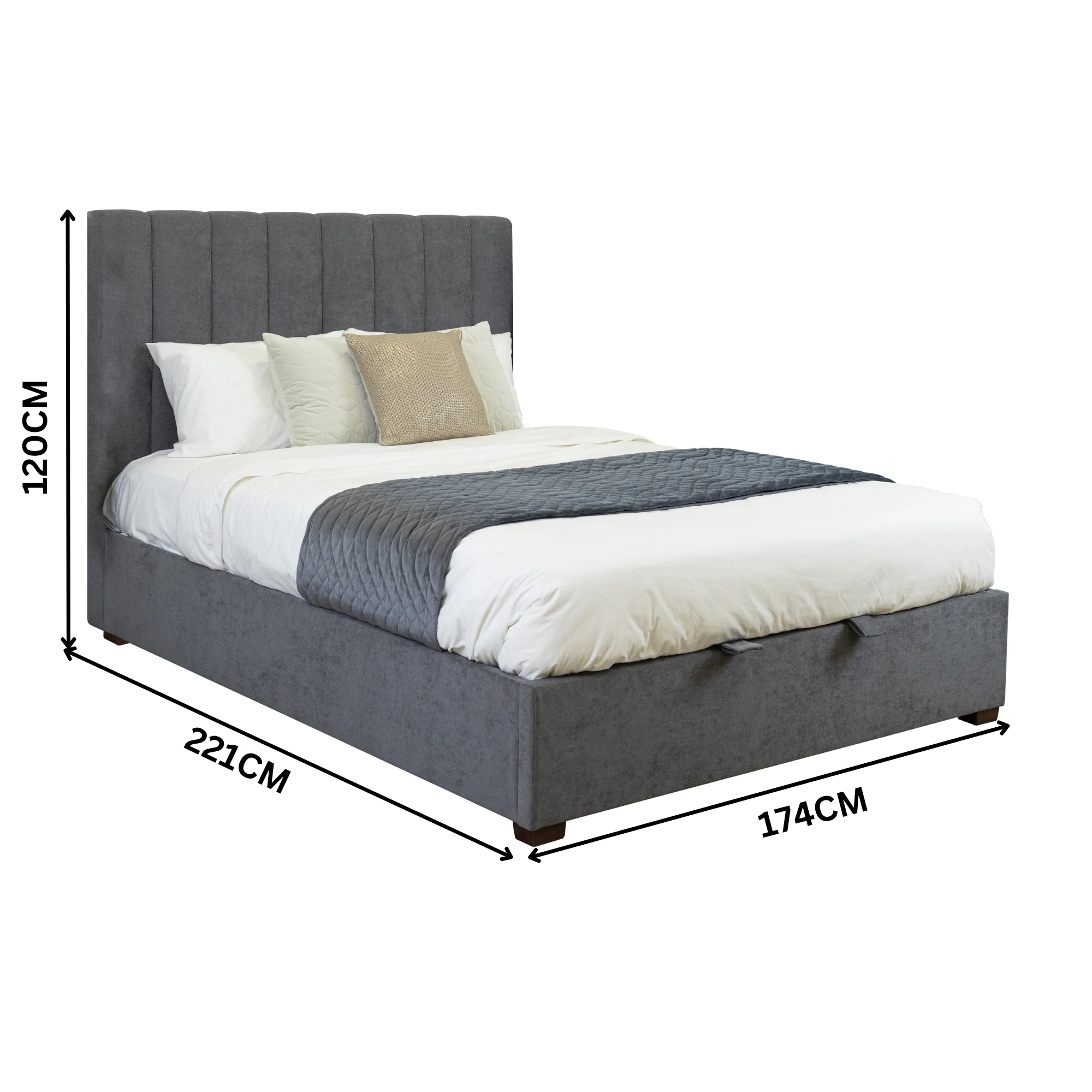 Homie Queen Bed Frame Gas Lift Storage Dark Grey - Image 3