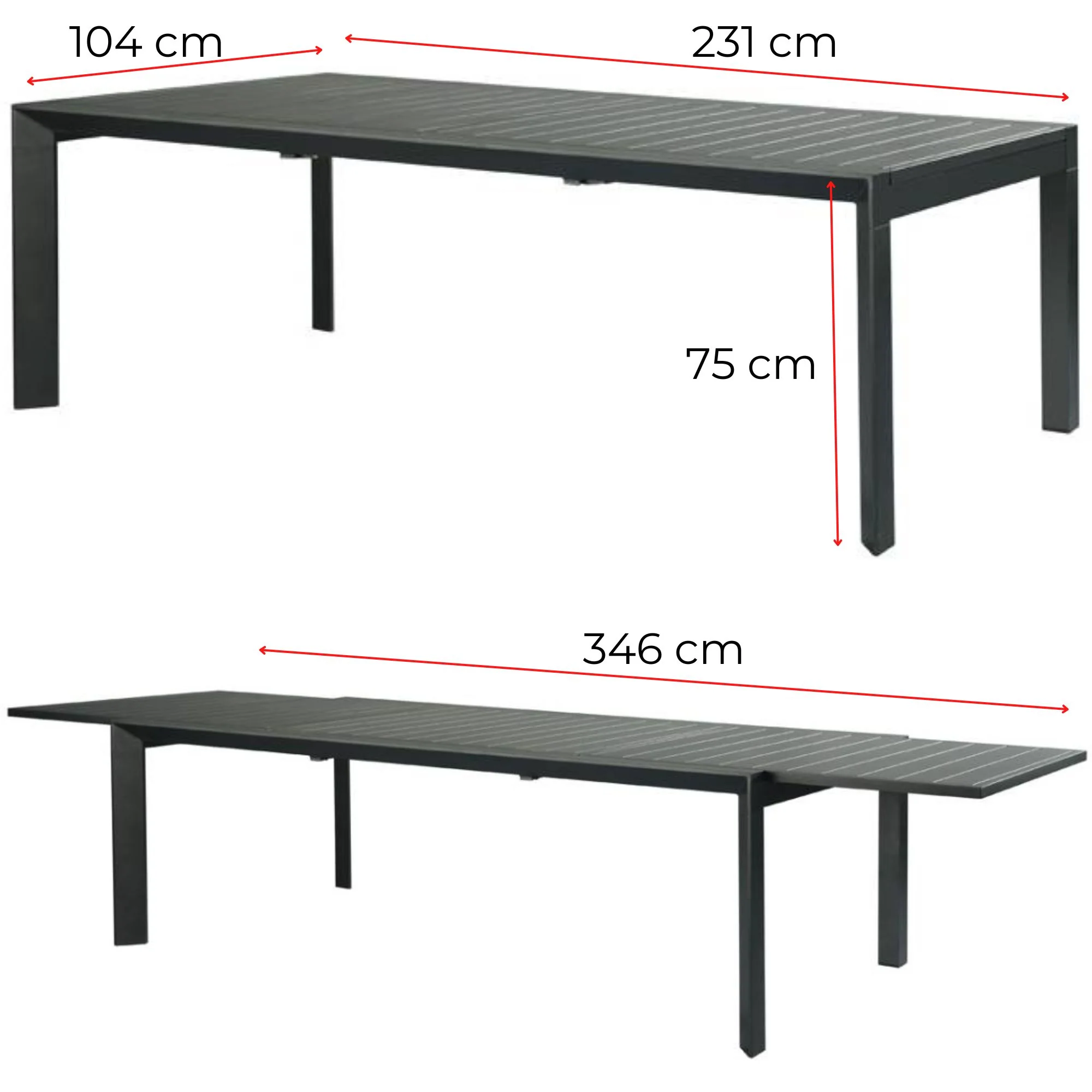 Iberia 230-345cm Outdoor Extensible Dining Table - Image 3