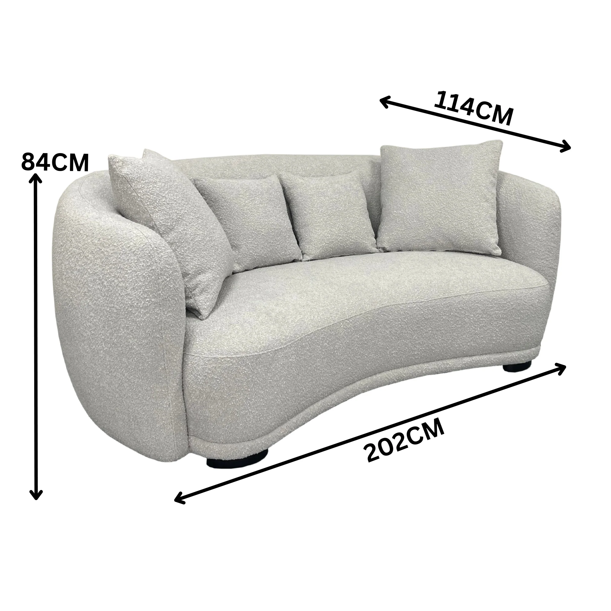 Ibiza 2.5 Seater Sofa Boucle Fabric Lounge Light Grey - Image 2