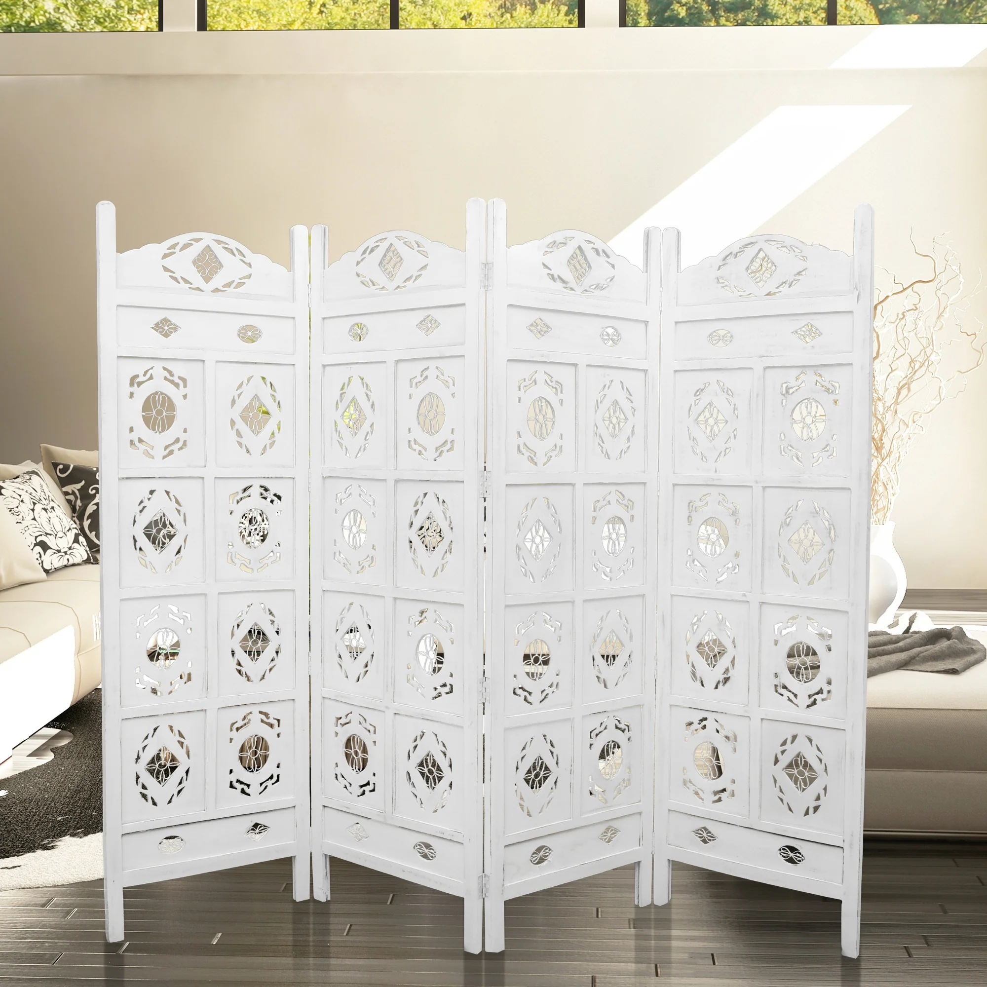 Iron Jali Room Screen Divider White - Image 3