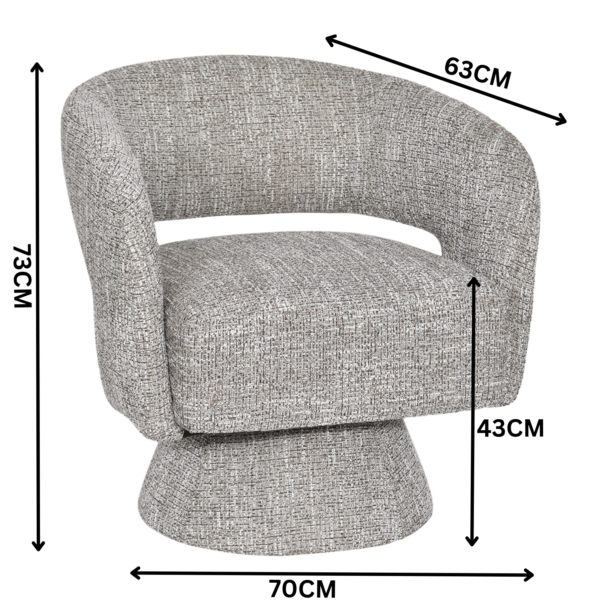 Ivie Fabric Swivel Accent Occasional Chair Almond Grey - Image 2